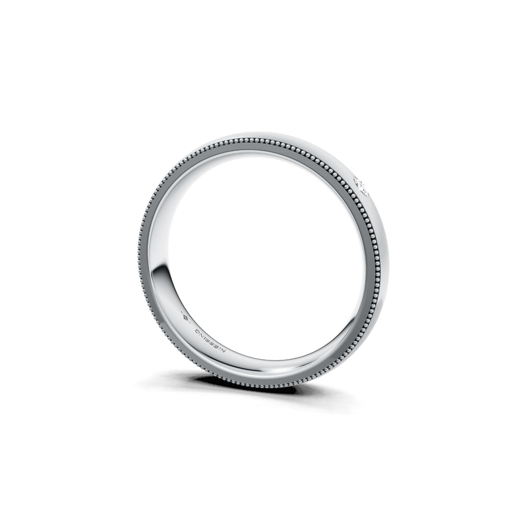 Niessing Art Déco konvex Trauring - N351567-4mm-0.03ct (03ct-satin-pt) aus Platin mit Diamant