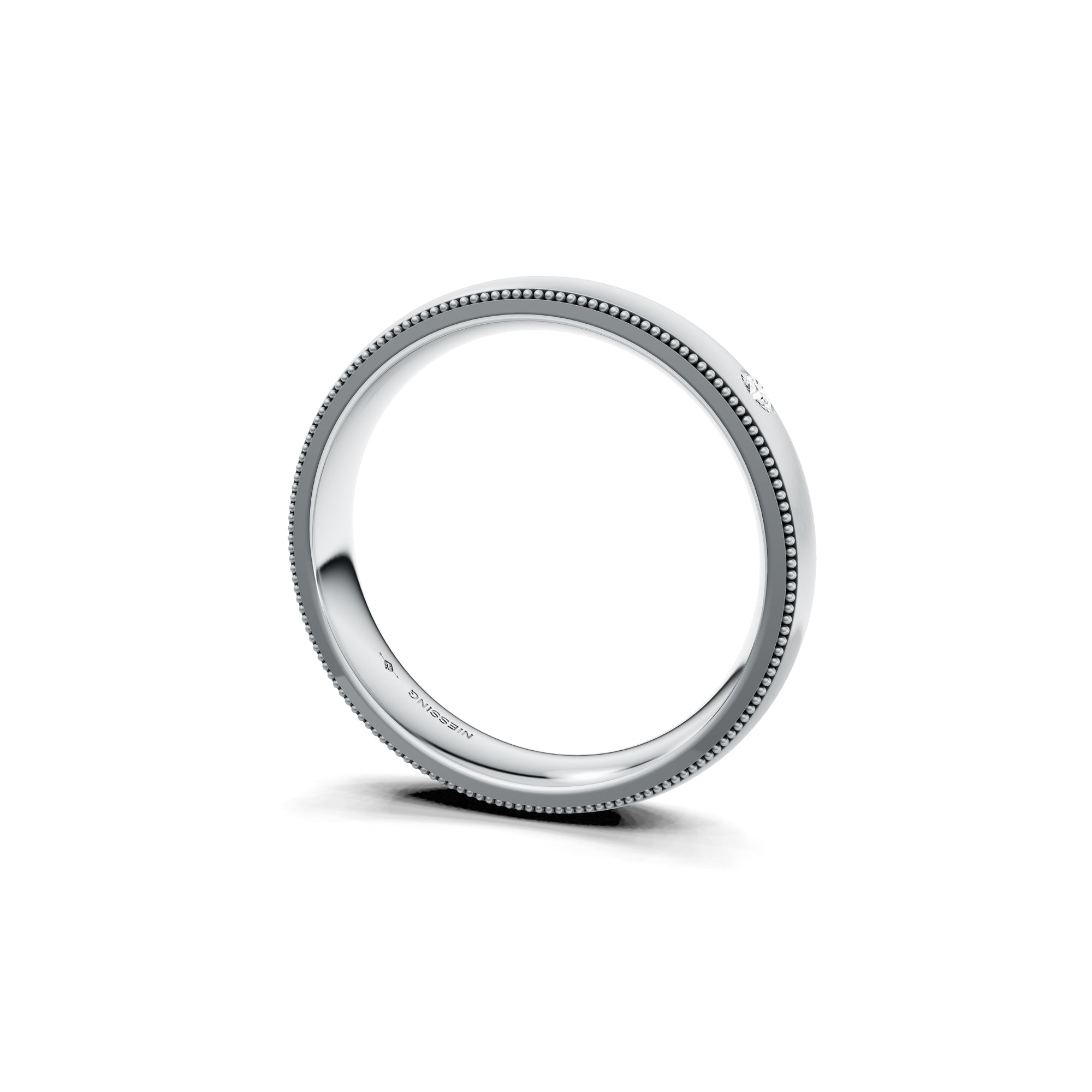 Niessing Art Déco konvex Trauring - N351567-4mm-0.03ct (03ct-satin-pt) aus Platin mit Diamant
