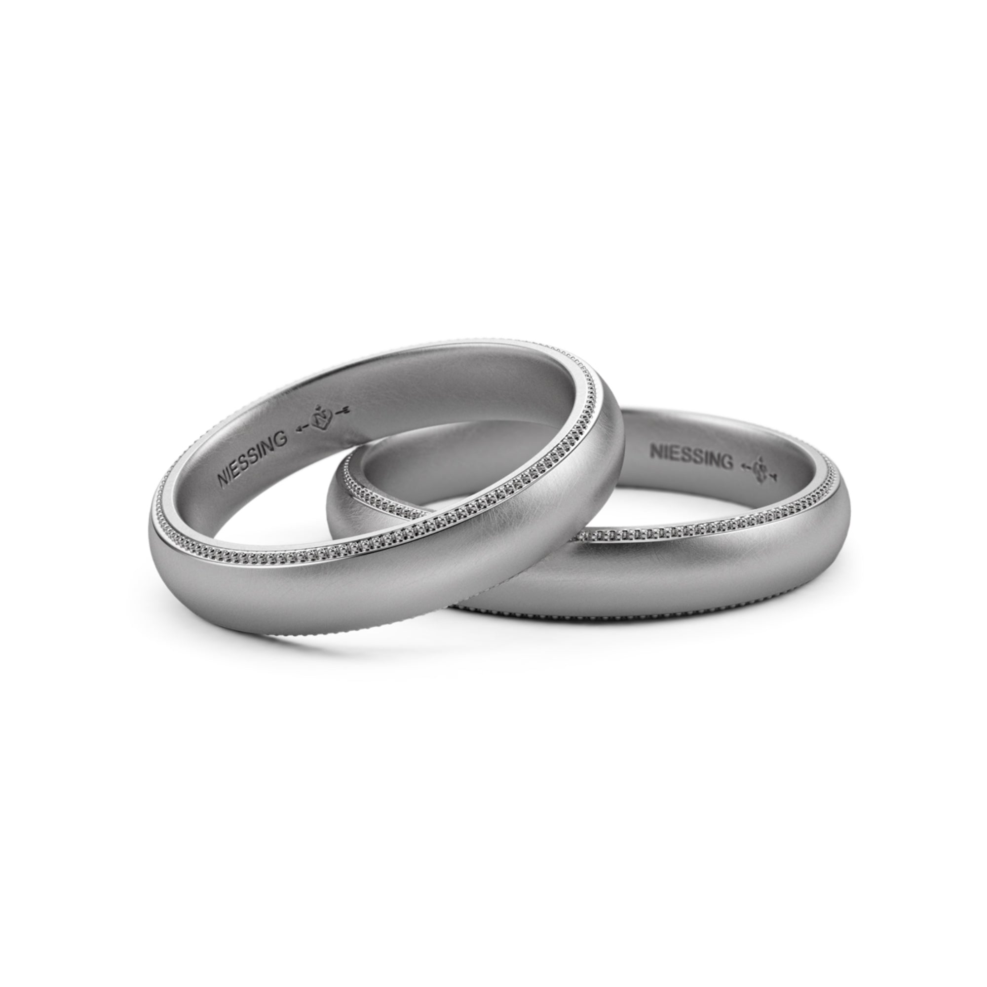 Niessing Art Déco konvex Trauringe (N351567-4mm-nature-pt) aus Platin