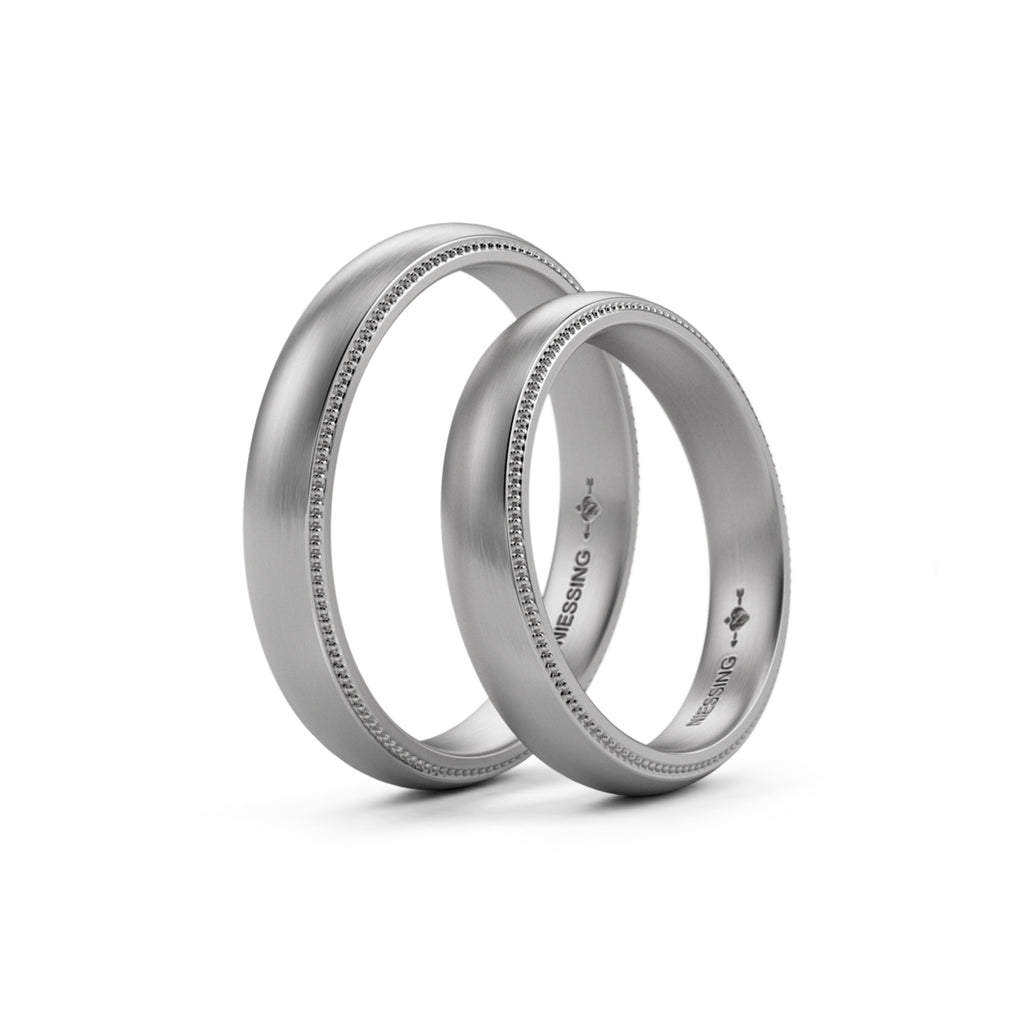Niessing Art Déco konvex Trauringe (N351567-4mm-satin-pt) aus Platin