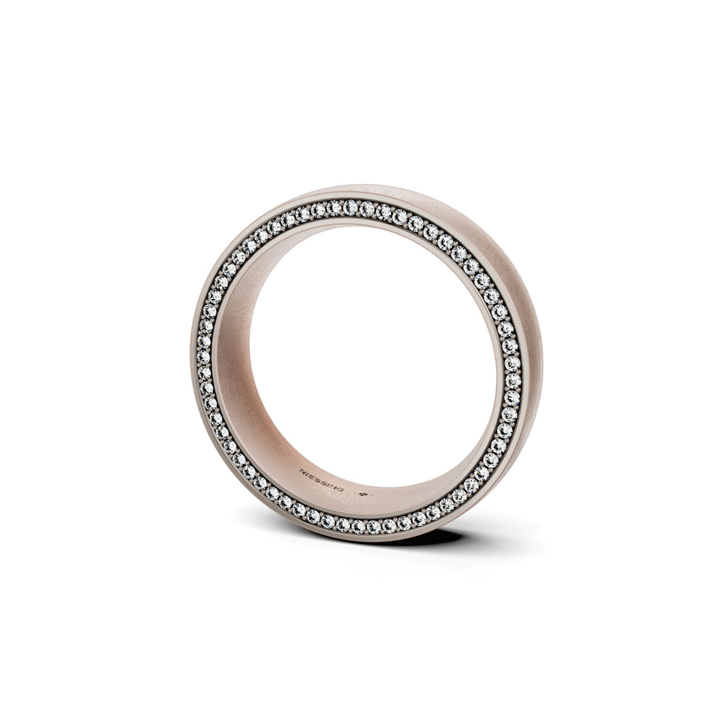 Niessing Aura® Tonneau Trauring (N331931-5mm-61br-fg-cr) mit Diamant