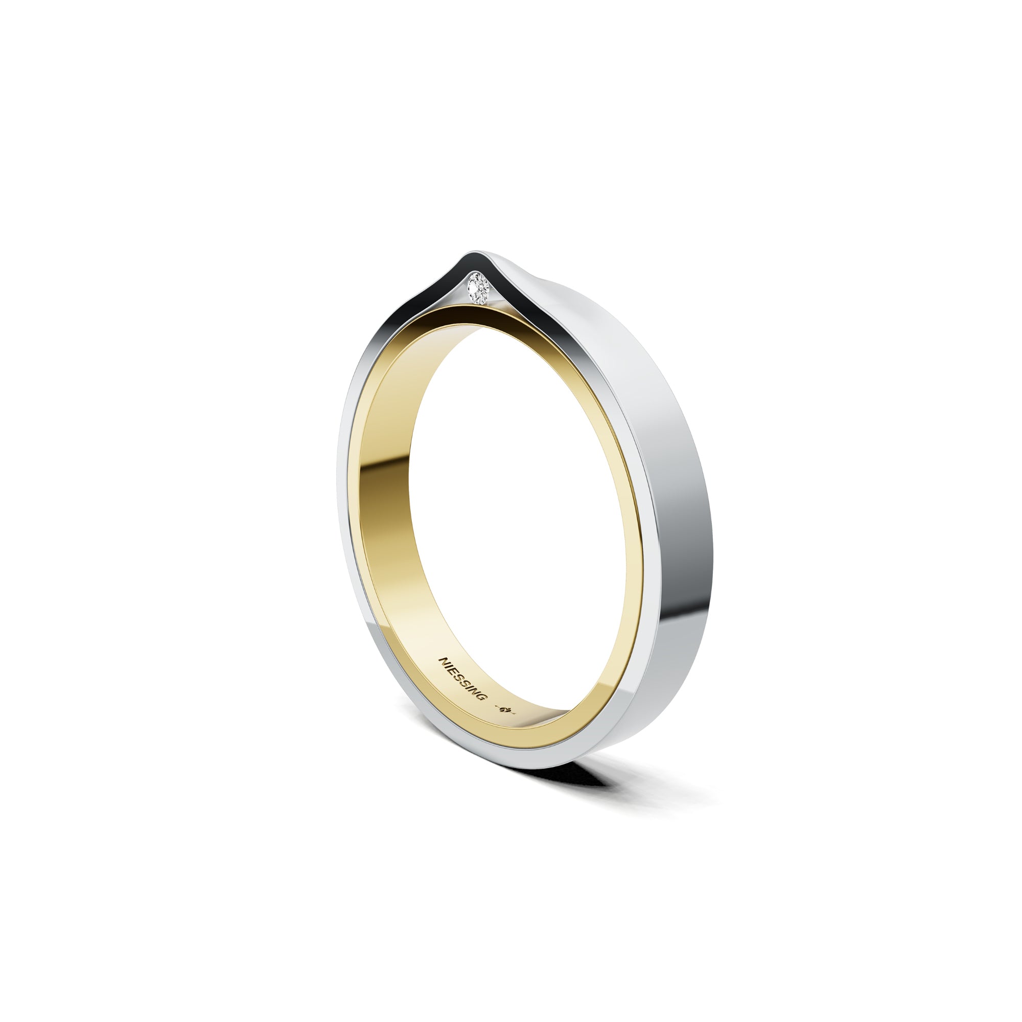 Niessing Refugium Trauring (N351536-3mm-gloss-cy-pt) aus Platin mit Diamant