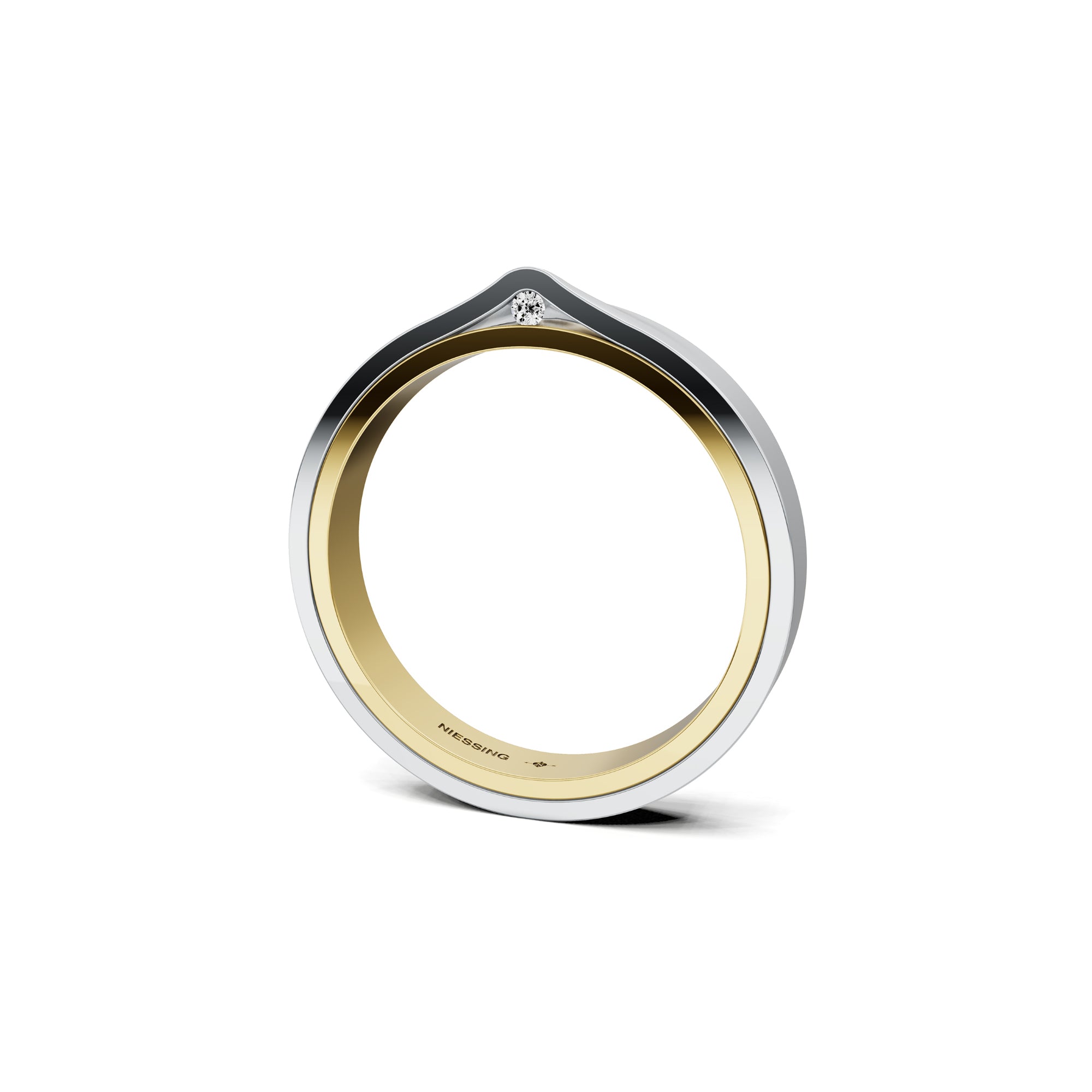 Niessing Refugium Trauring (N351536-3mm-gloss-cy-pt) aus Platin mit Diamant