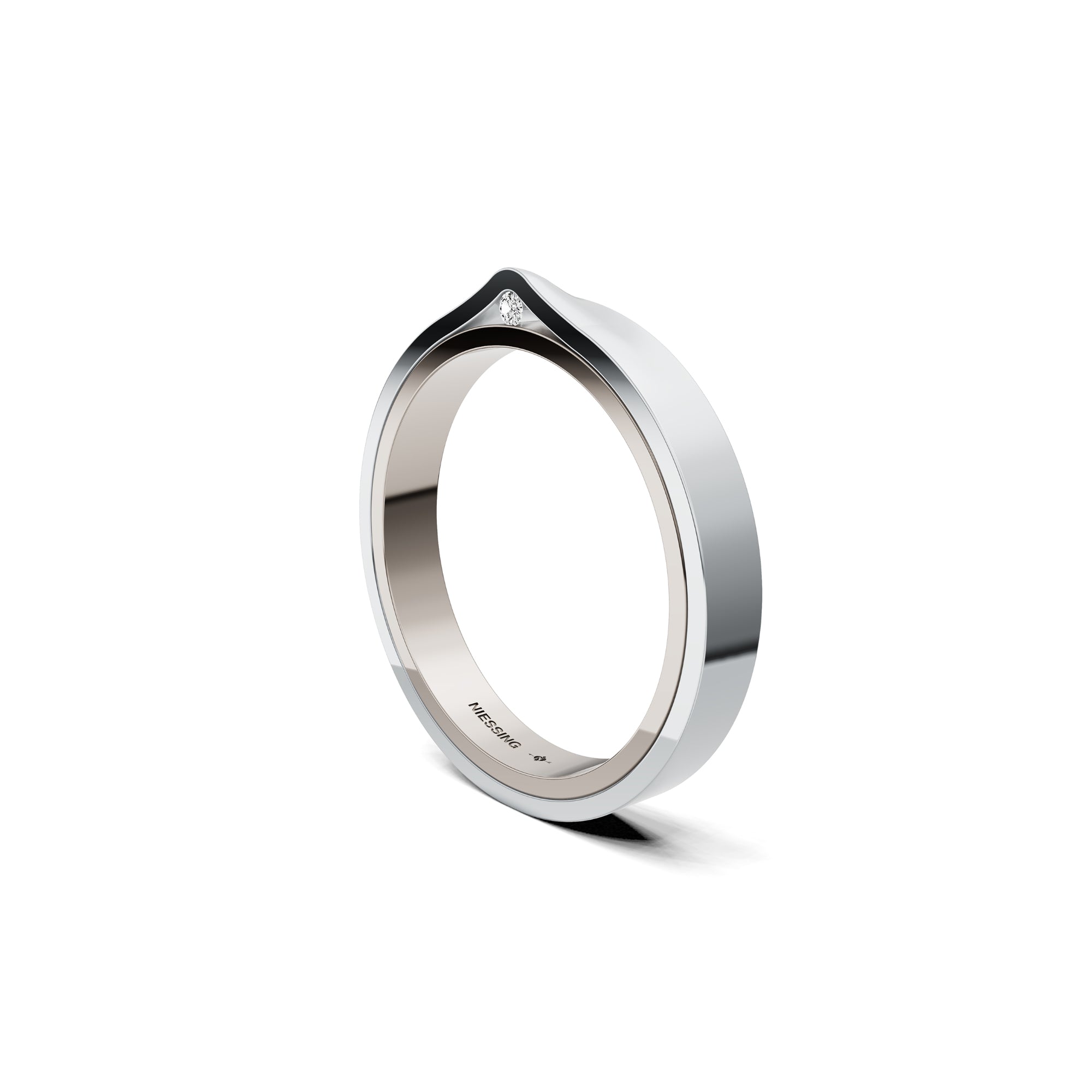 Niessing Refugium Trauring (N351536-3mm-gloss-fg-pt) aus Platin mit Diamant