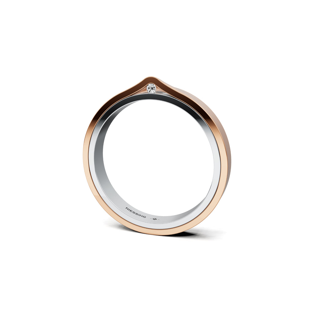 Niessing Refugium Trauring (N351536-3mm-gloss-pt-cr) aus Platin mit Diamant