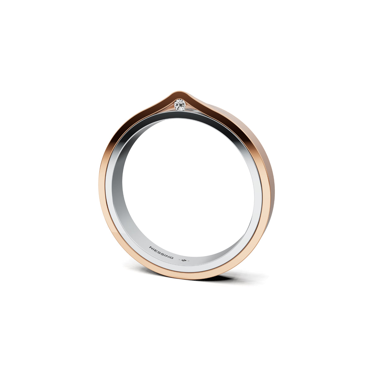 Niessing Refugium Trauring (N351536-3mm-gloss-pt-cr) aus Platin mit Diamant