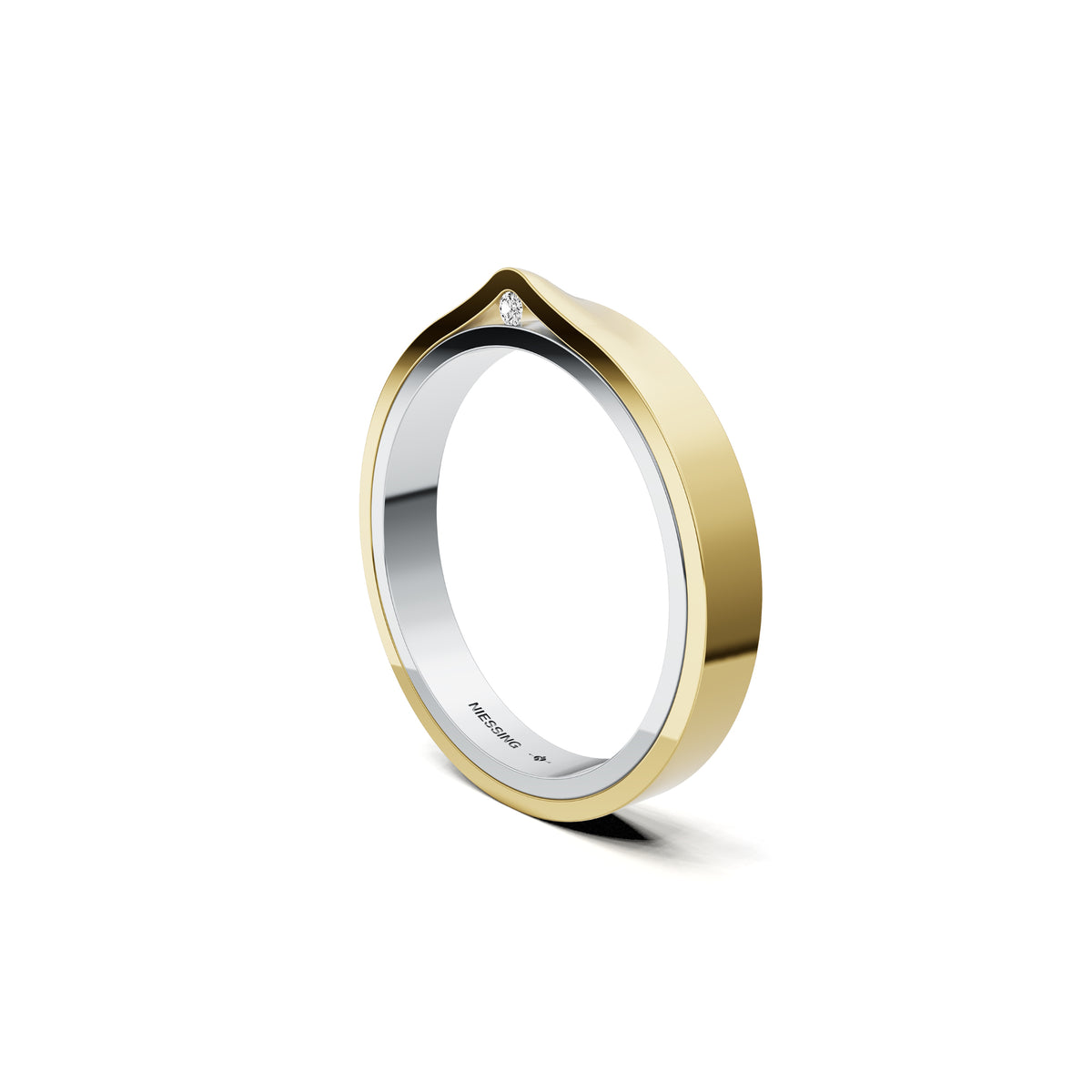 Niessing Refugium Trauring (N351536-3mm-gloss-pt-cy) aus Platin mit Diamant