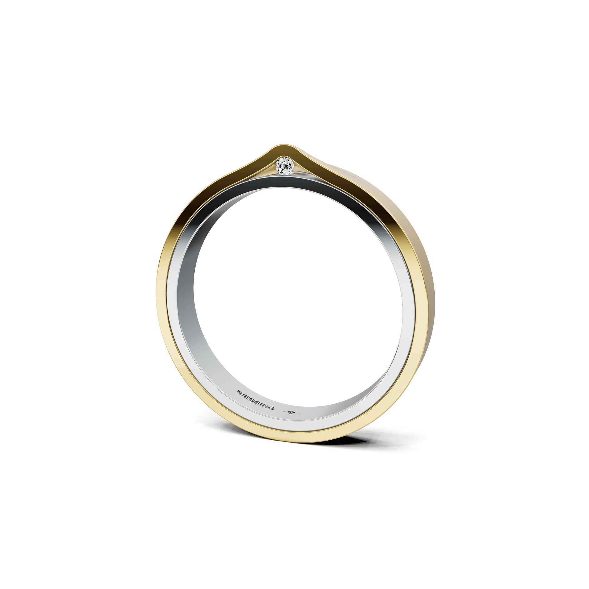 Niessing Refugium Trauring (N351536-3mm-gloss-pt-cy) aus Platin mit Diamant