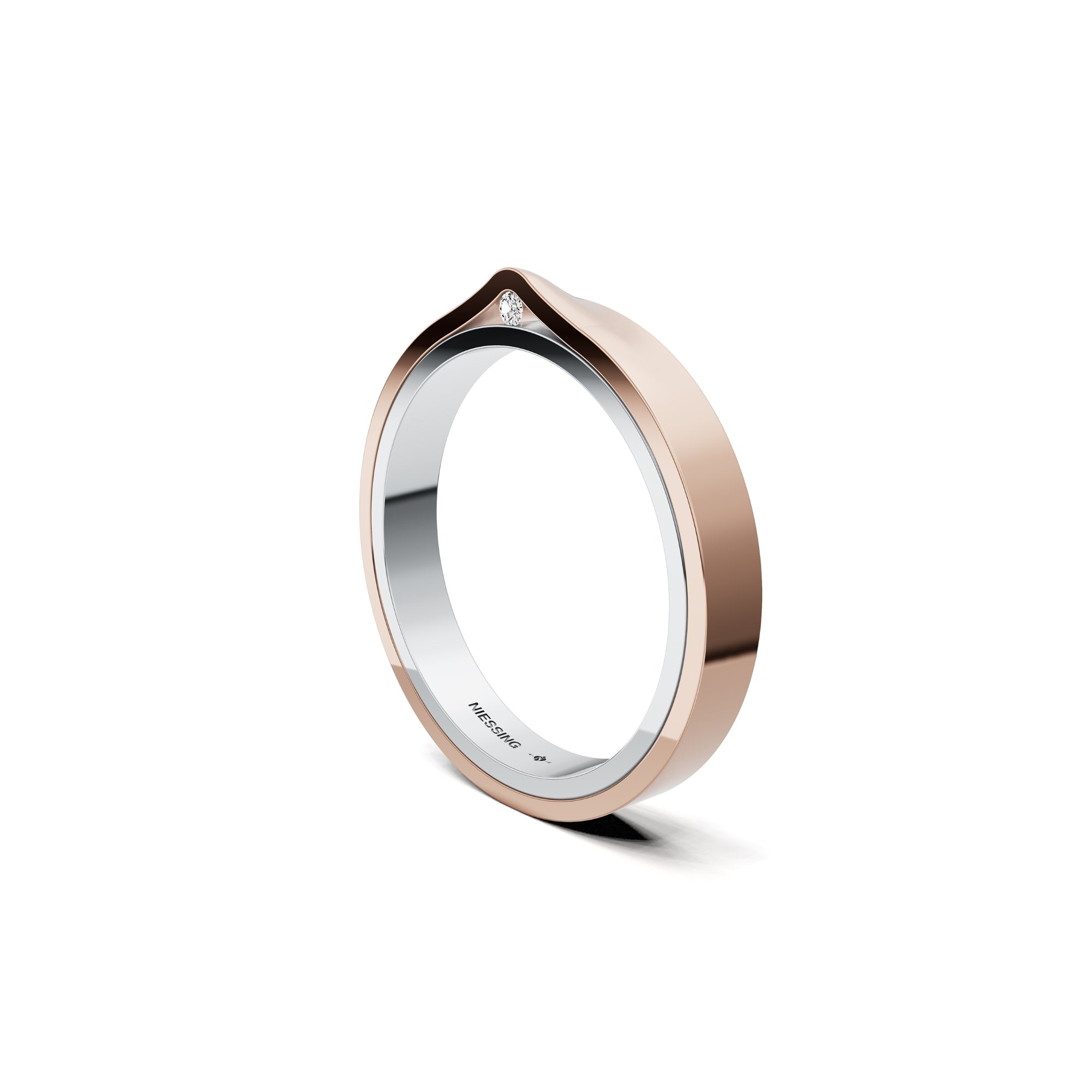 Niessing Refugium Trauring (N351536-3mm-gloss-pt-rw) aus Platin mit Diamant