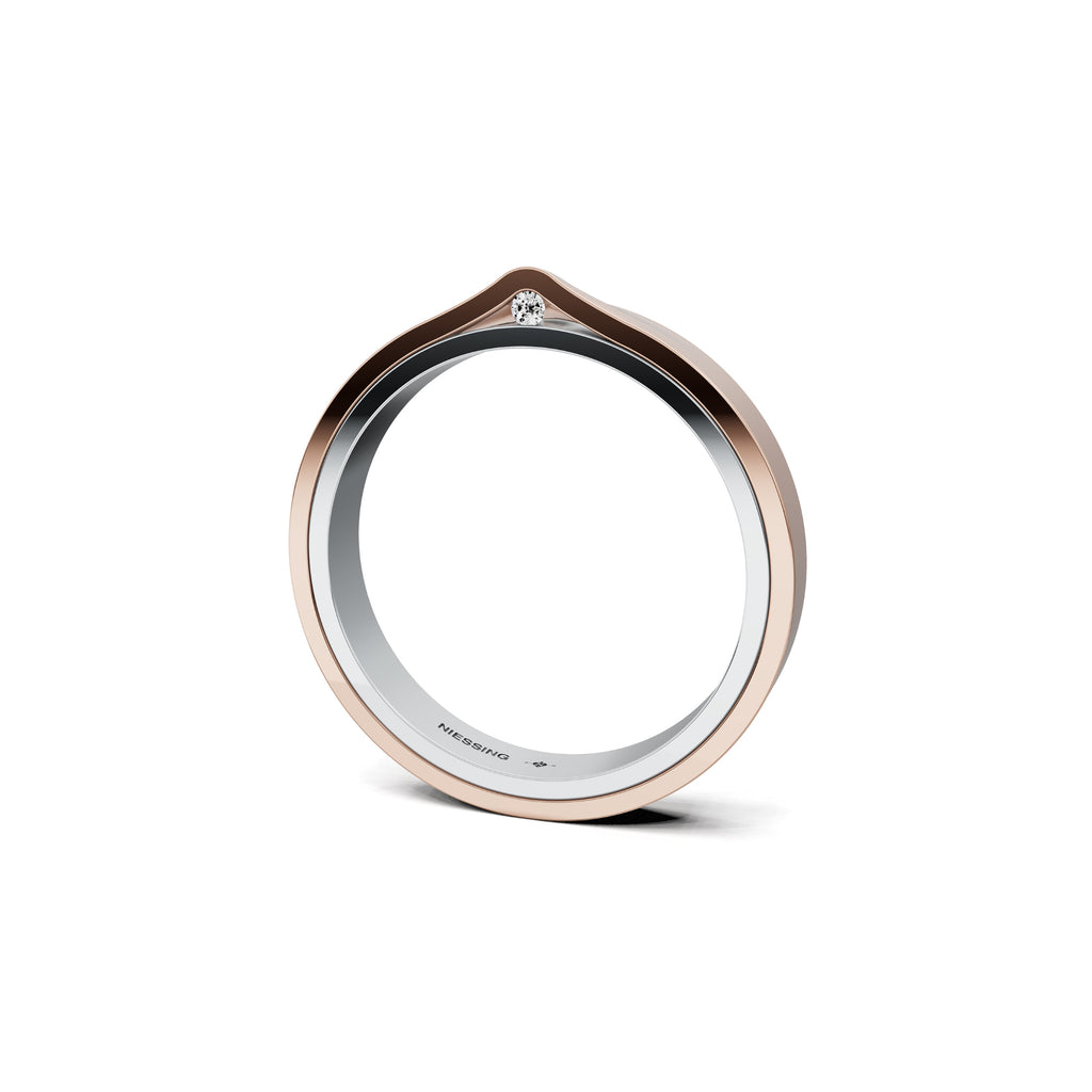 Niessing Refugium Trauring (N351536-3mm-gloss-pt-rw) aus Platin mit Diamant