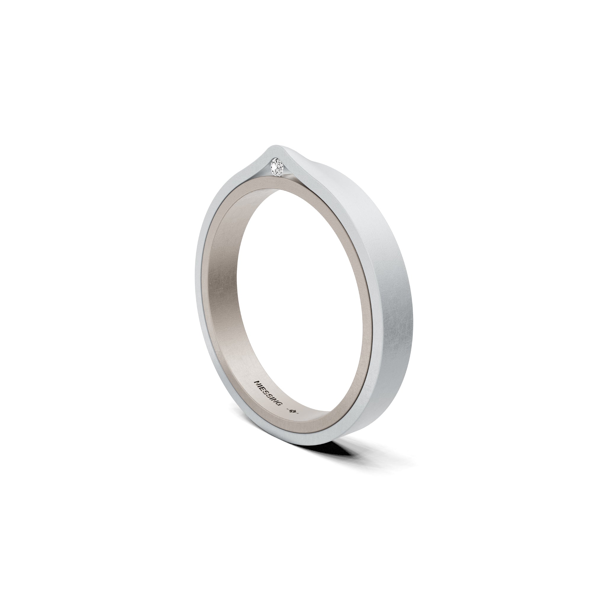 Niessing Refugium Trauring (N351536-3mm-nature-fg-pt) aus Platin mit Diamant
