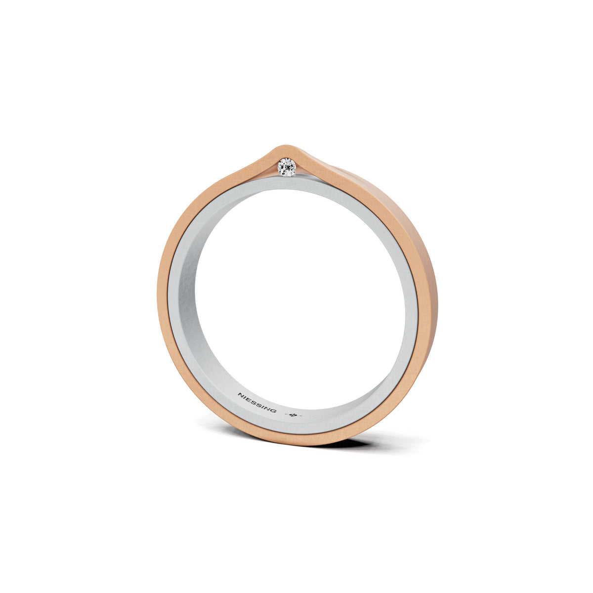Niessing Refugium Trauring (N351536-3mm-nature-pt-cr) aus Platin mit Diamant