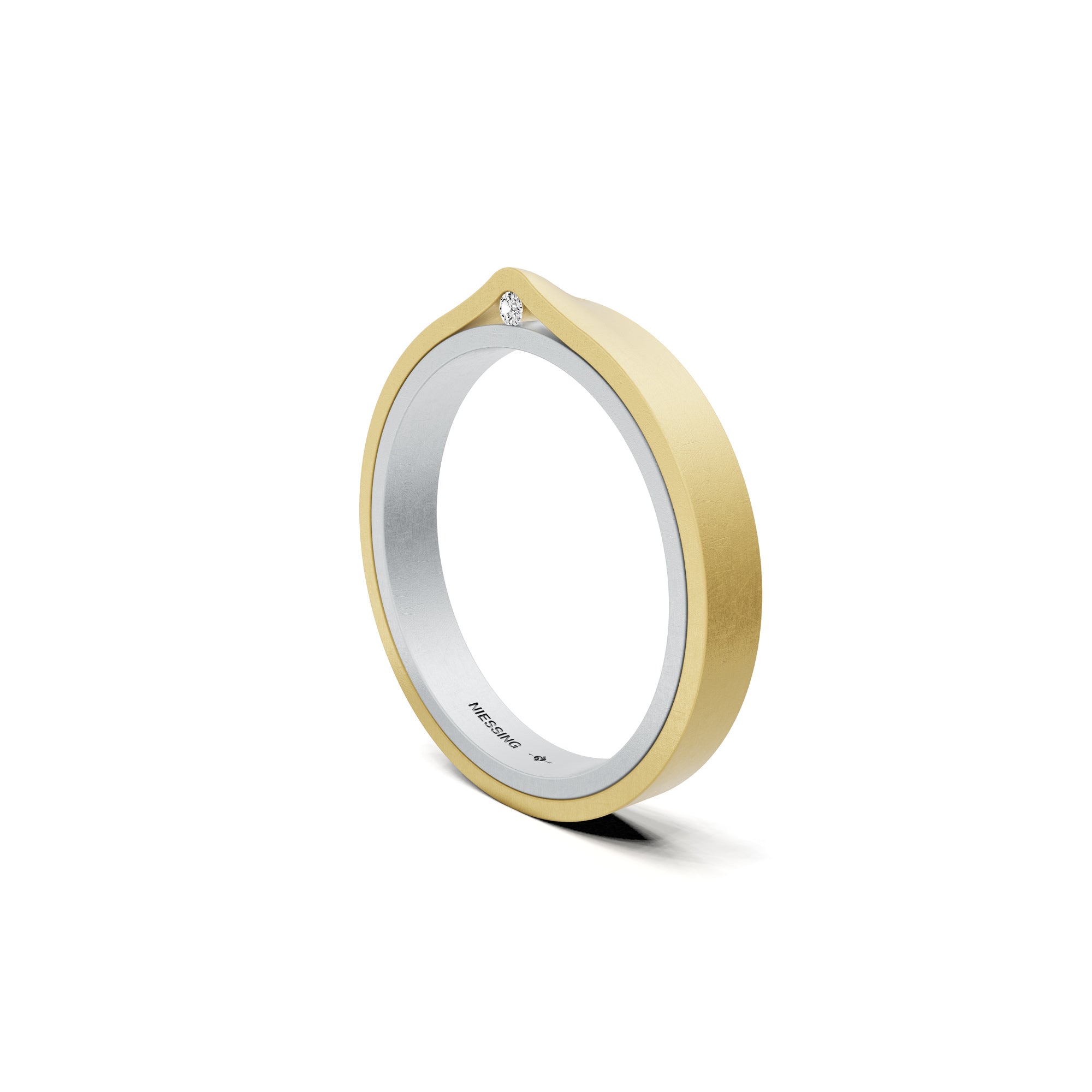 Niessing Refugium Trauring (N351536-3mm-nature-pt-cy) aus Platin mit Diamant