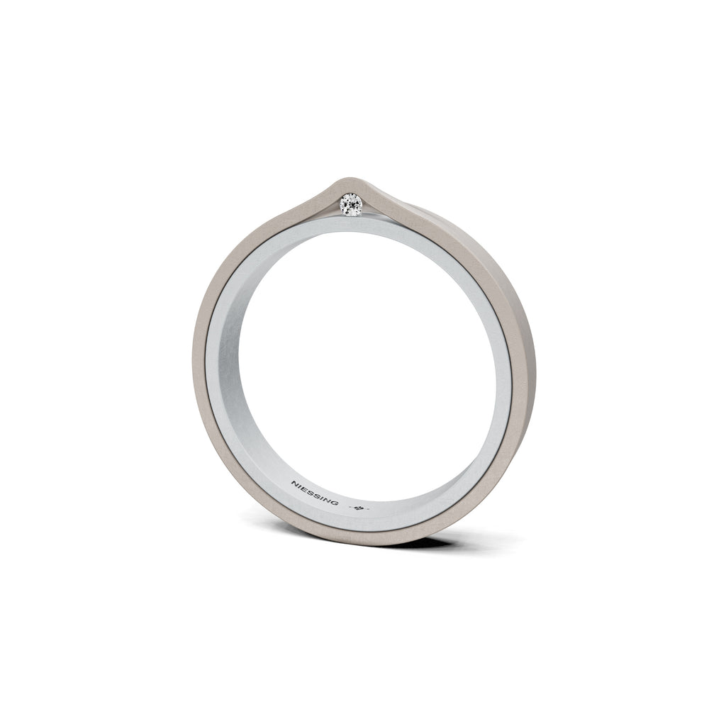 Niessing Refugium Trauring (N351536-3mm-nature-pt-fg) aus Platin mit Diamant