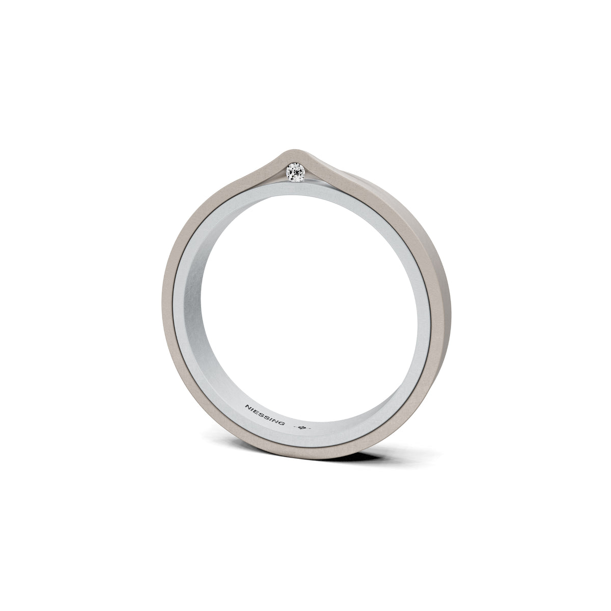 Niessing Refugium Trauring (N351536-3mm-nature-pt-fg) aus Platin mit Diamant