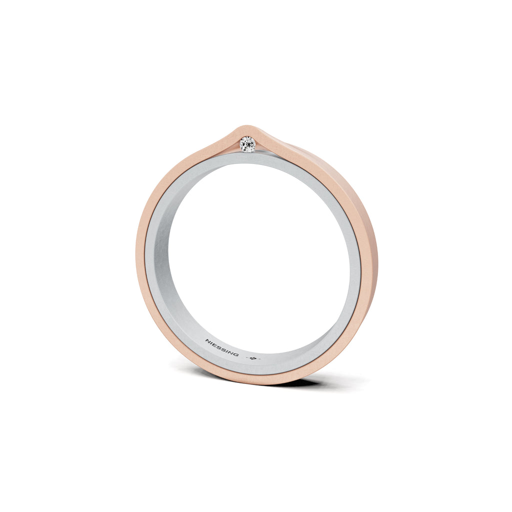 Niessing Refugium Trauring (N351536-3mm-nature-pt-sug) aus Platin mit Diamant