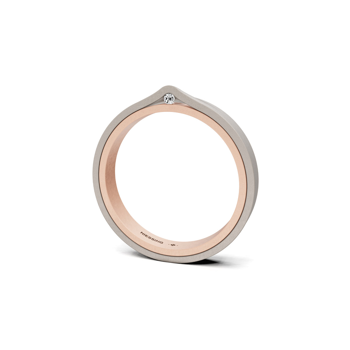 Niessing Refugium Trauring (N351536-3mm-nature-sug-fg) mit Diamant