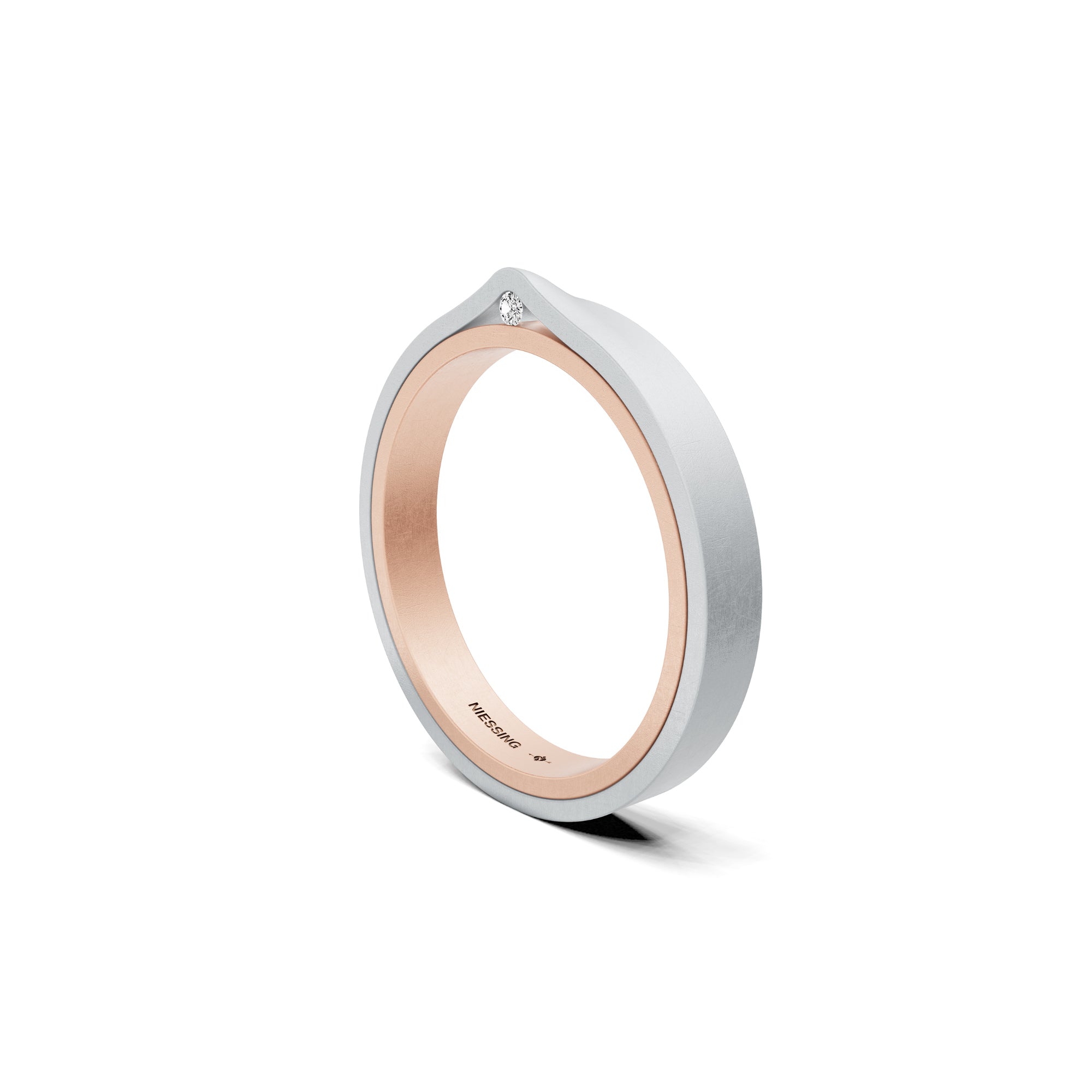 Niessing Refugium Trauring (N351536-3mm-nature-sug-pt) aus Platin mit Diamant