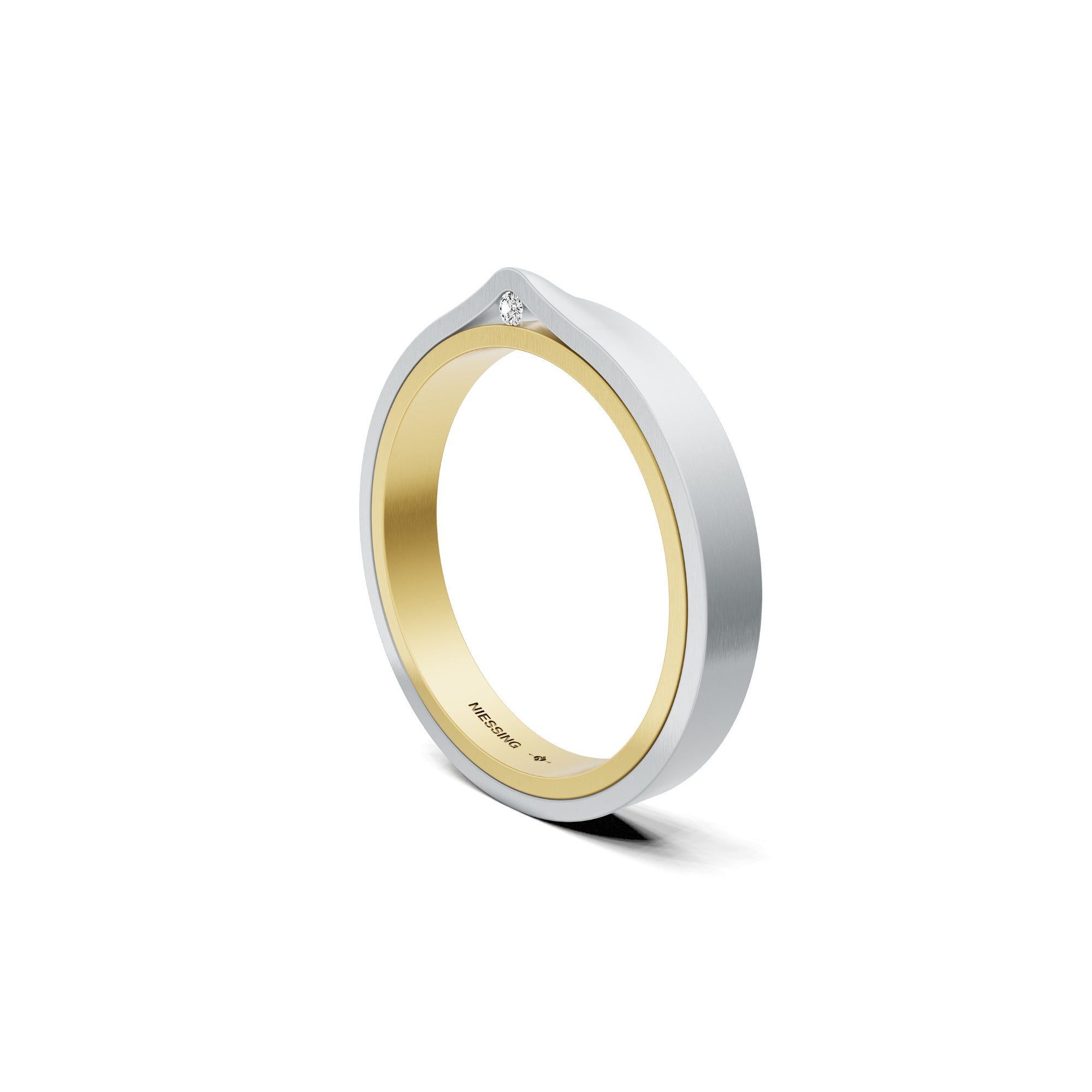Niessing Refugium Trauring (N351536-3mm-satin-cy-pt) aus Platin mit Diamant