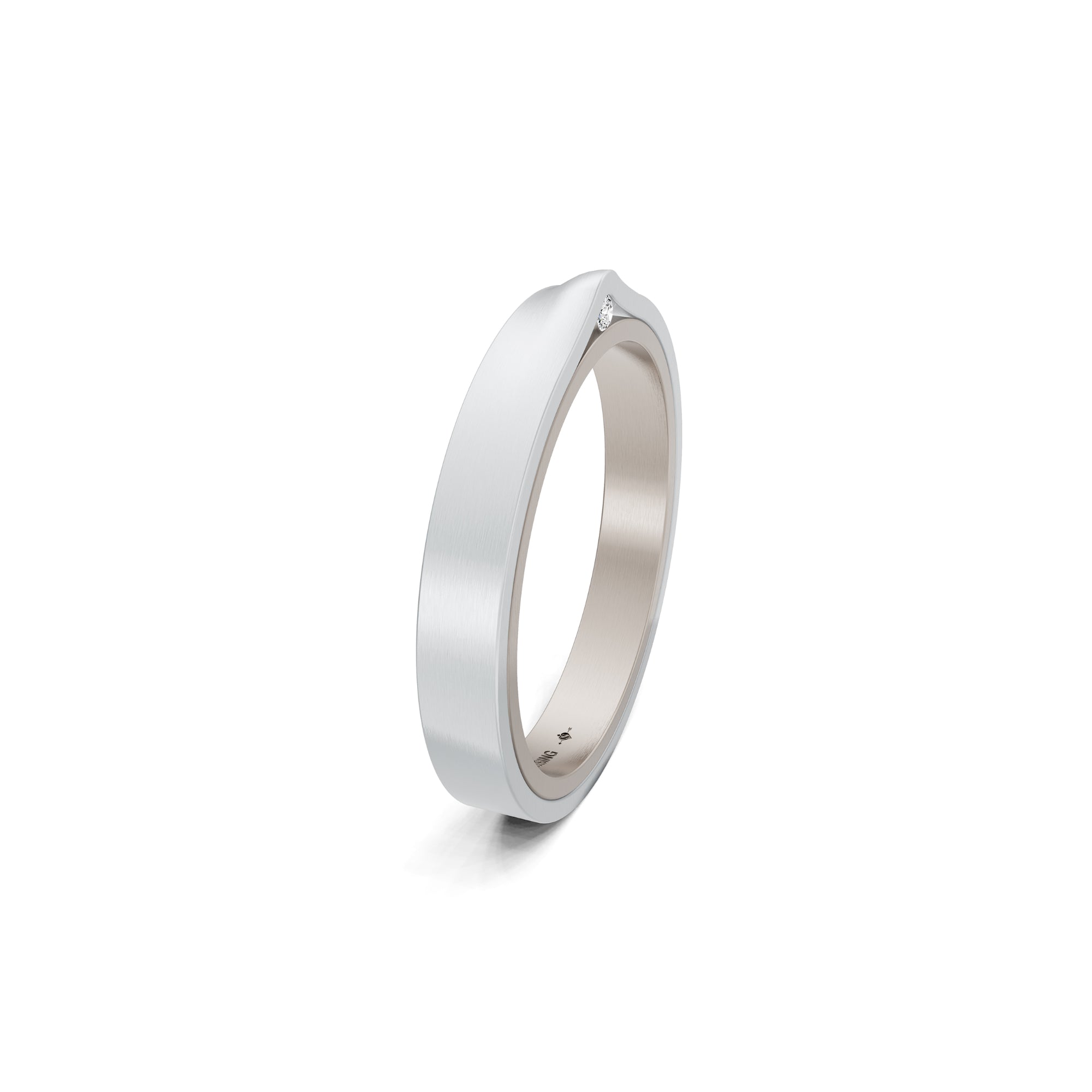 Niessing Refugium Trauring (N351536-3mm-satin-fg-pt) aus Platin mit Diamant