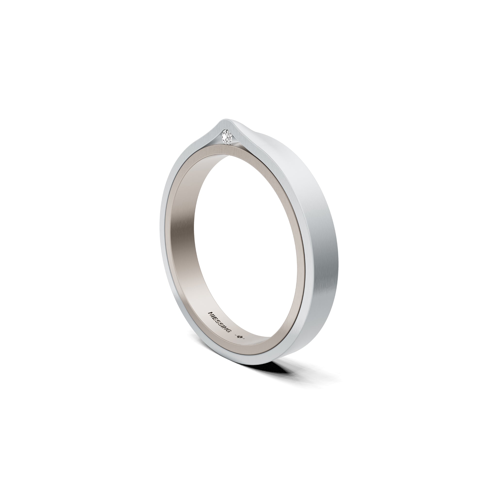 Niessing Refugium Trauring (N351536-3mm-satin-fg-pt) aus Platin mit Diamant