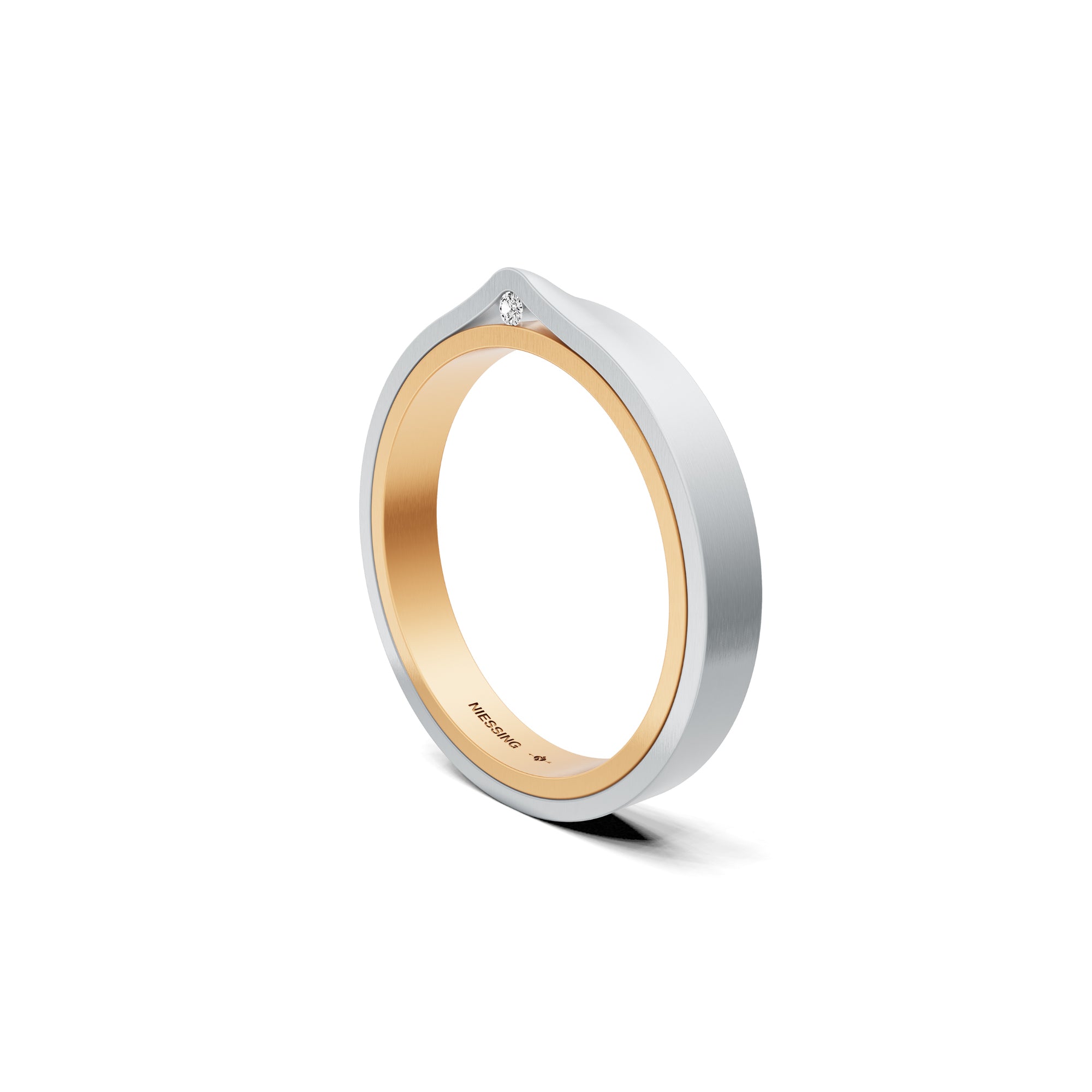 Niessing Refugium Trauring (N351536-3mm-satin-fr-pt) aus Platin mit Diamant