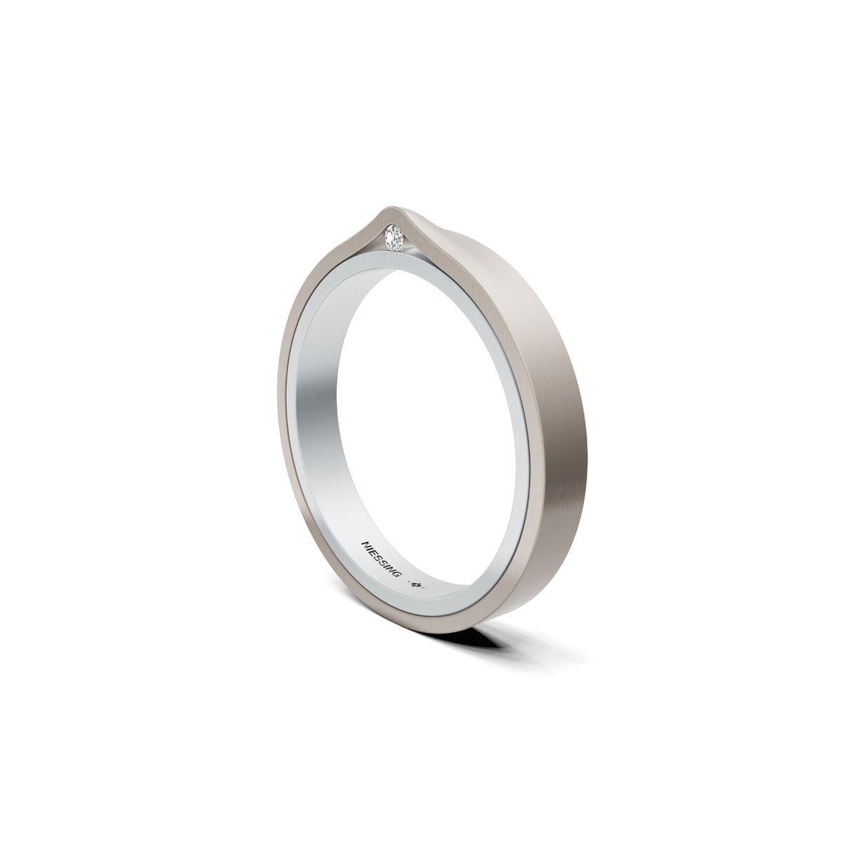 Niessing Refugium Trauring (N351536-3mm-satin-pt-fg) aus Platin mit Diamant