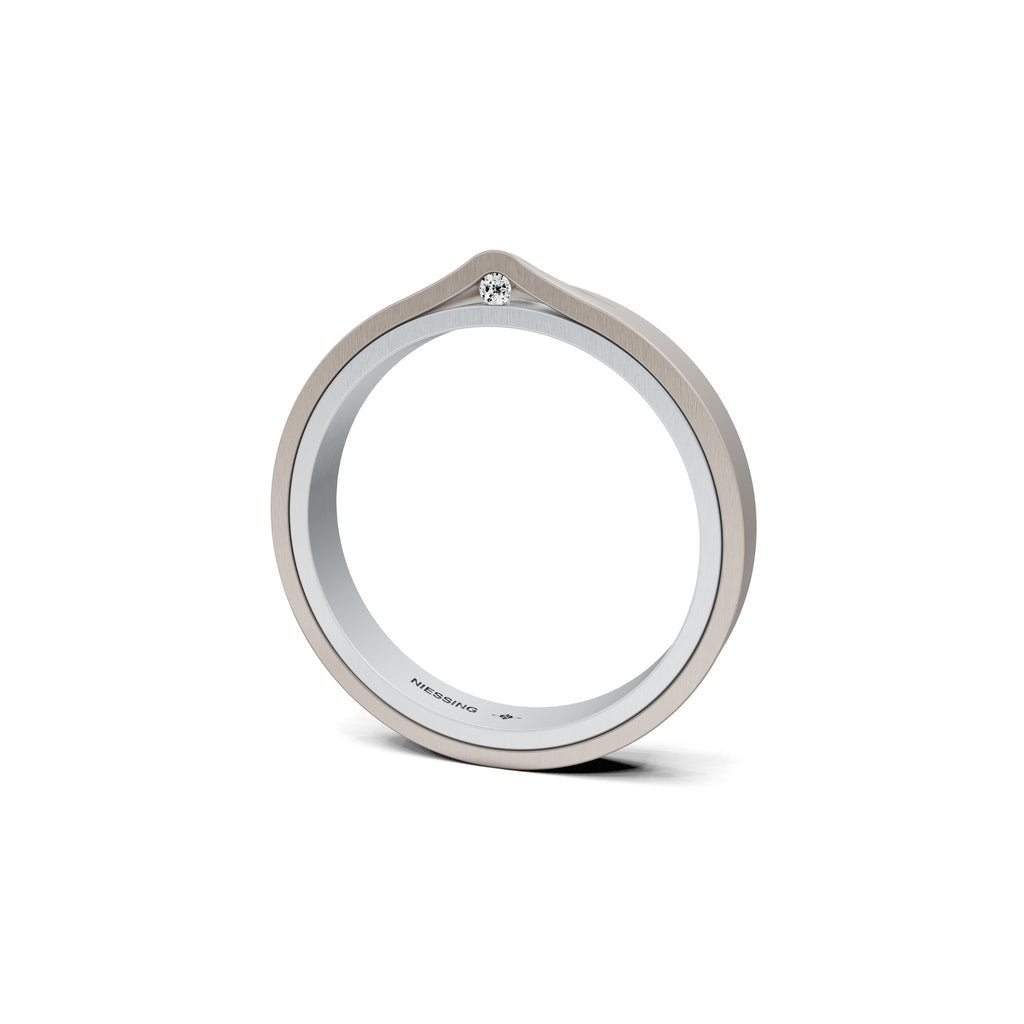 Niessing Refugium Trauring (N351536-3mm-satin-pt-fg) aus Platin mit Diamant