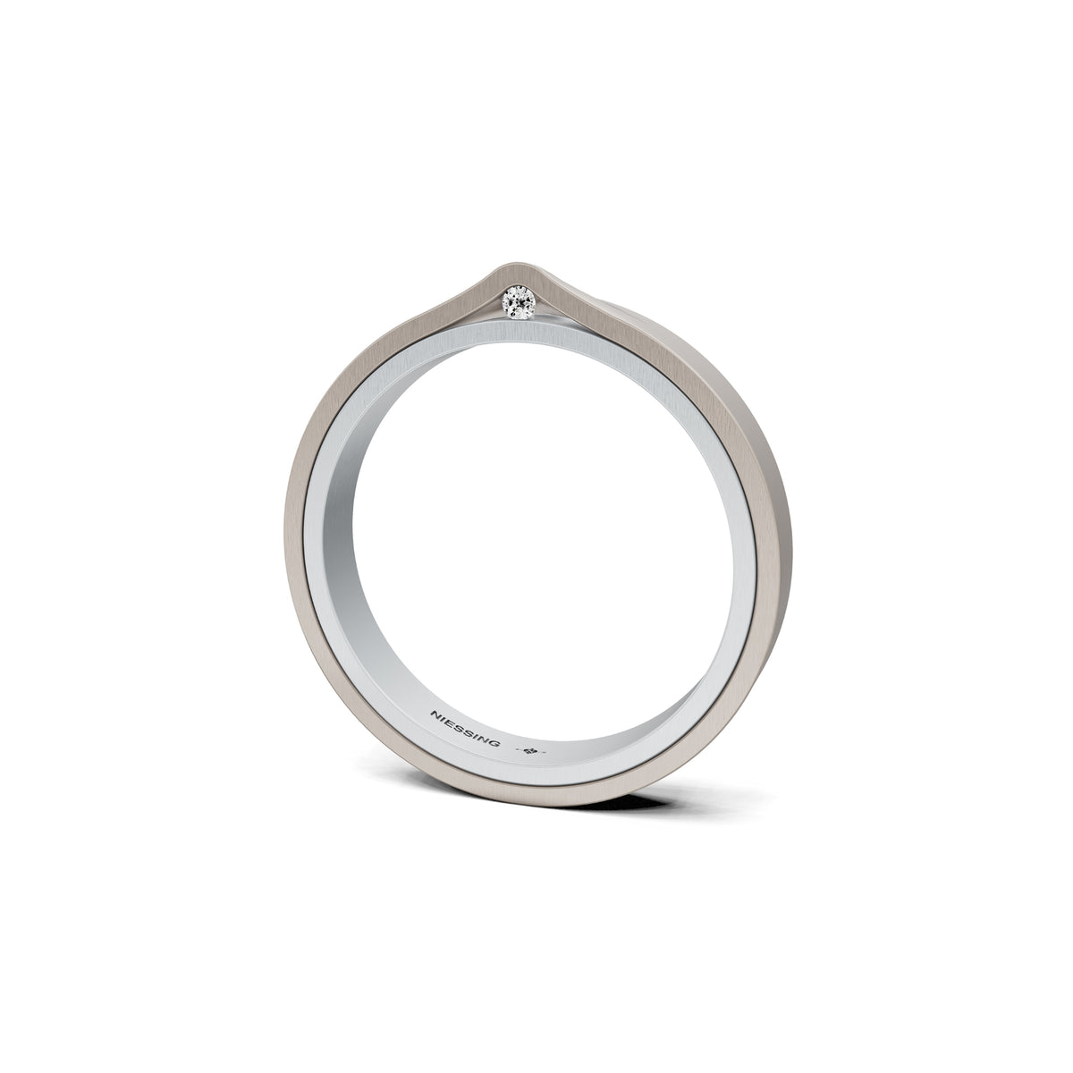 Niessing Refugium Trauring (N351536-3mm-satin-pt-fg) aus Platin mit Diamant