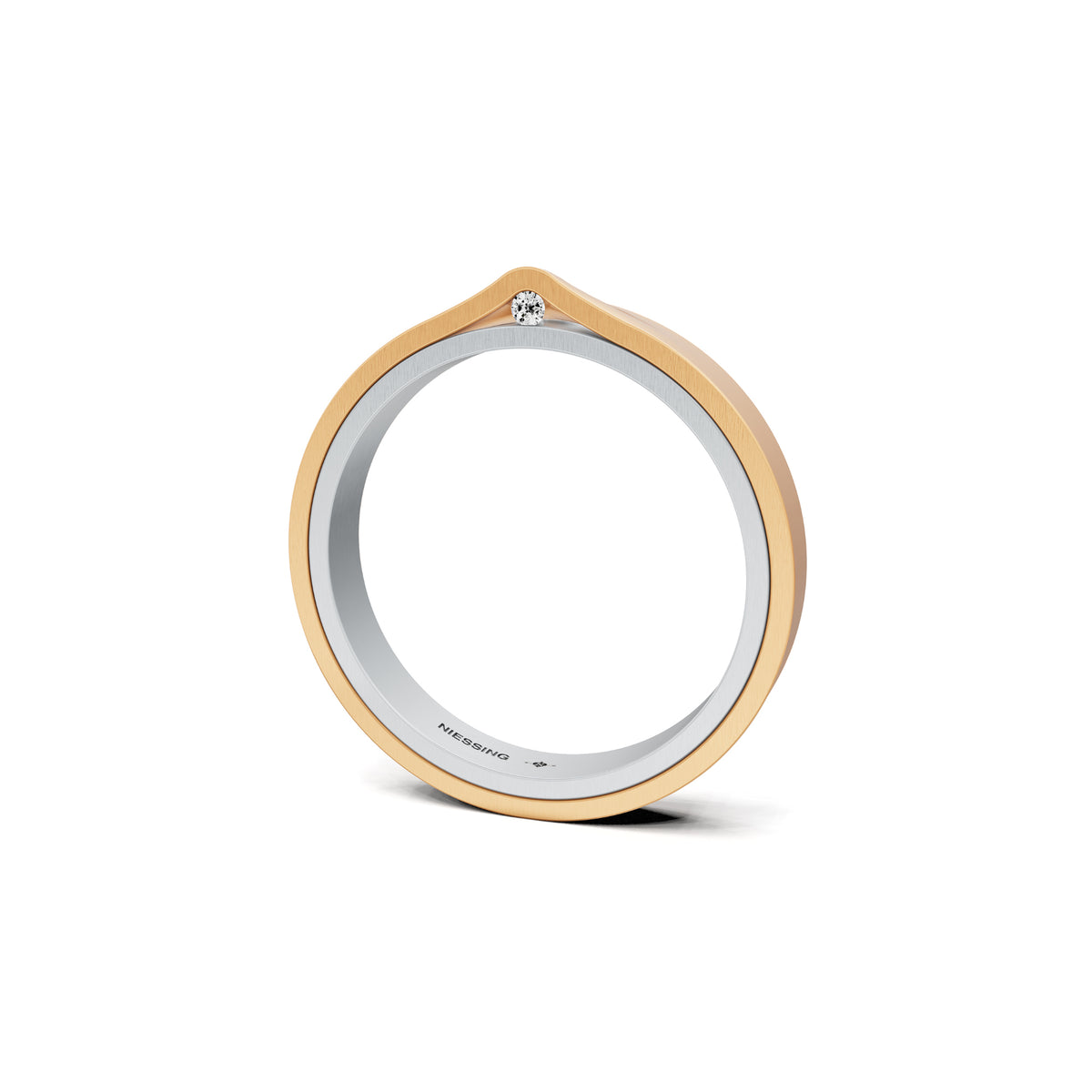Niessing Refugium Trauring (N351536-3mm-satin-pt-fr) aus Platin mit Diamant