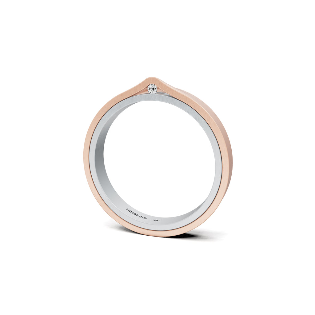 Niessing Refugium Trauring (N351536-3mm-satin-pt-sug) aus Platin mit Diamant