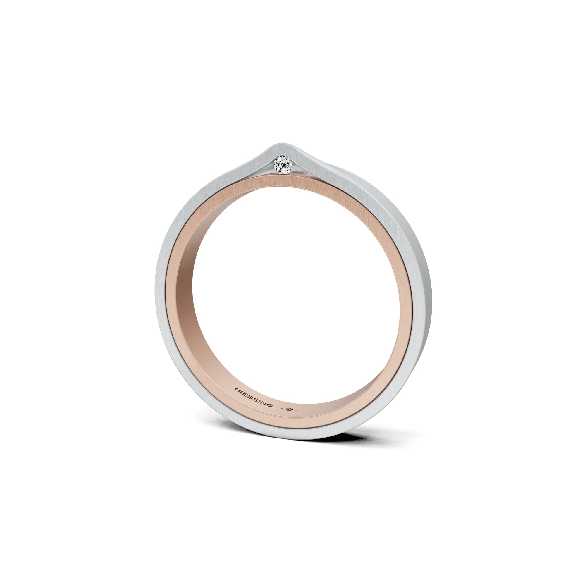 Niessing Refugium Trauring (N351536-3mm-satin-rw-pt) aus Platin mit Diamant
