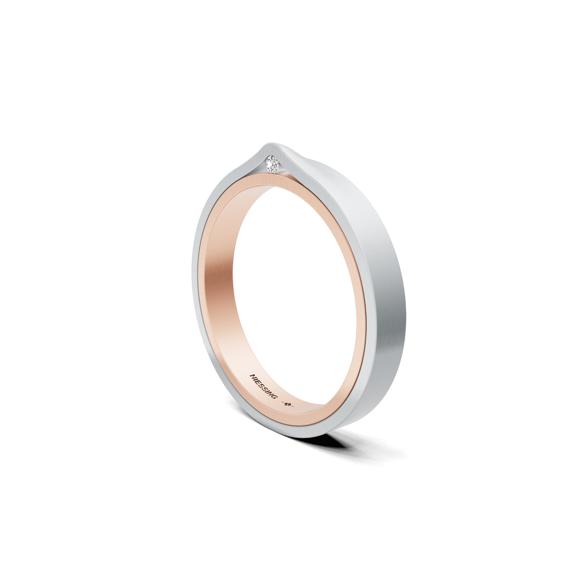Niessing Refugium Trauring (N351536-3mm-satin-sug-pt) aus Platin mit Diamant