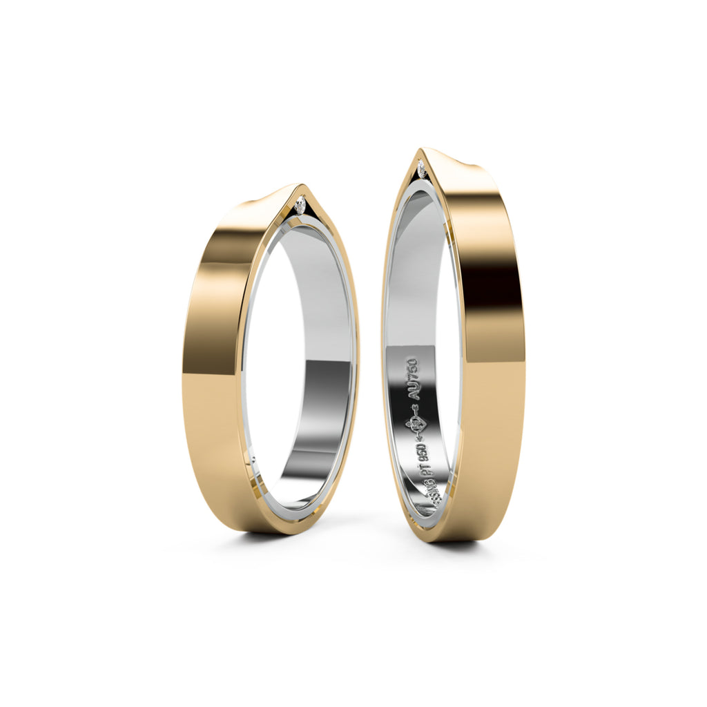 Niessing Refugium Trauringe - N351536-3.5mm (5mm-1br-gloss-pt-cy) aus Platin mit Diamant