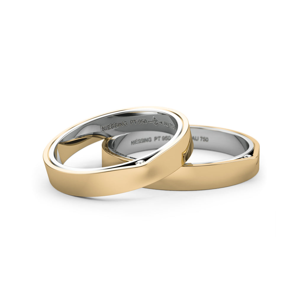 Niessing Refugium Trauringe - N351536-3.5mm (5mm-1br-gloss-pt-cy) aus Platin mit Diamant
