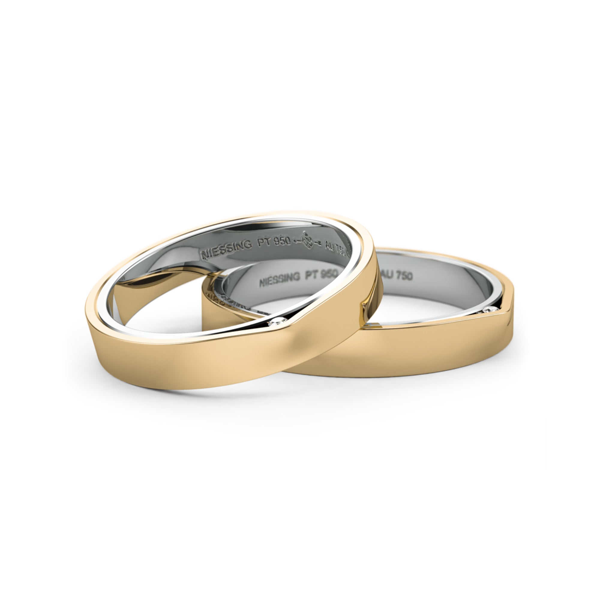Niessing Refugium Trauringe - N351536-3.5mm (5mm-1br-gloss-pt-cy) aus Platin mit Diamant