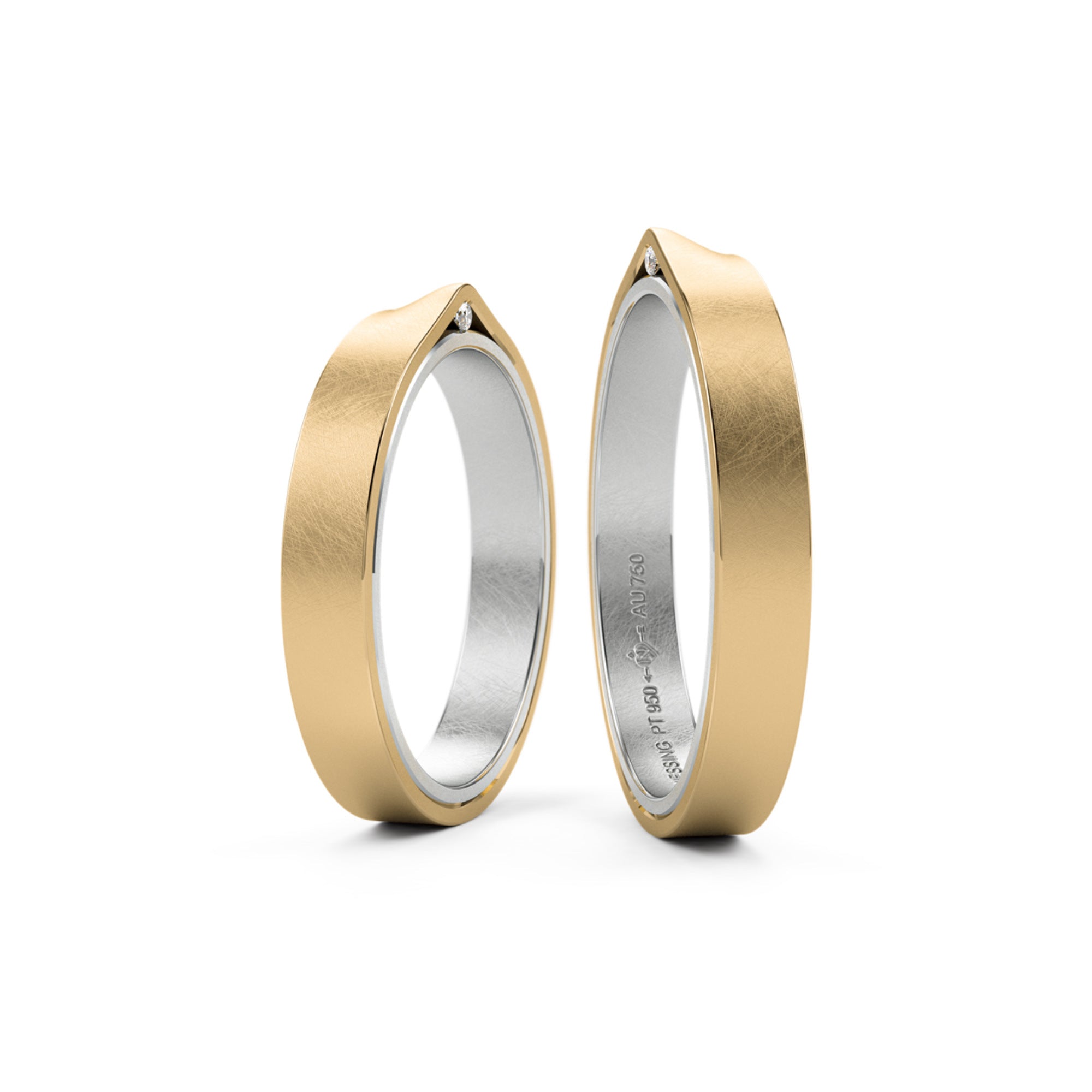 Niessing Refugium Trauringe - N351536-3.5mm (5mm-1br-nature-pt-cy) aus Platin mit Diamant