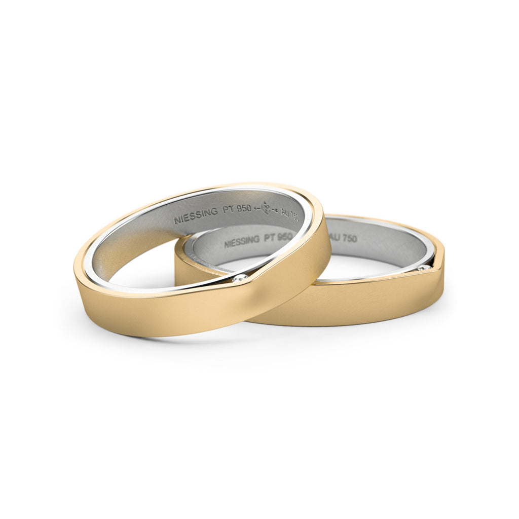 Niessing Refugium Trauringe - N351536-3.5mm (5mm-1br-nature-pt-cy) aus Platin mit Diamant