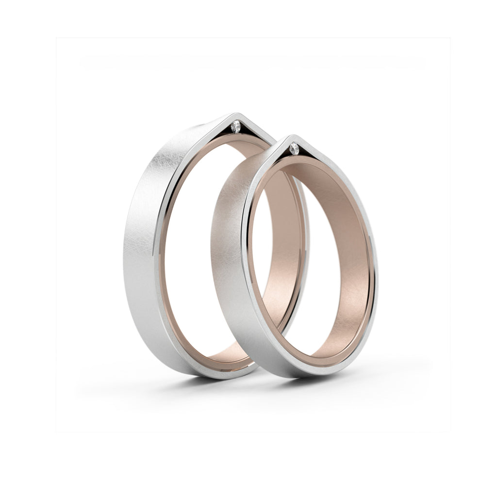 Niessing Refugium Trauringe - N351536-3.5mm (5mm-1br-nature-rw-pt) aus Platin mit Diamant
