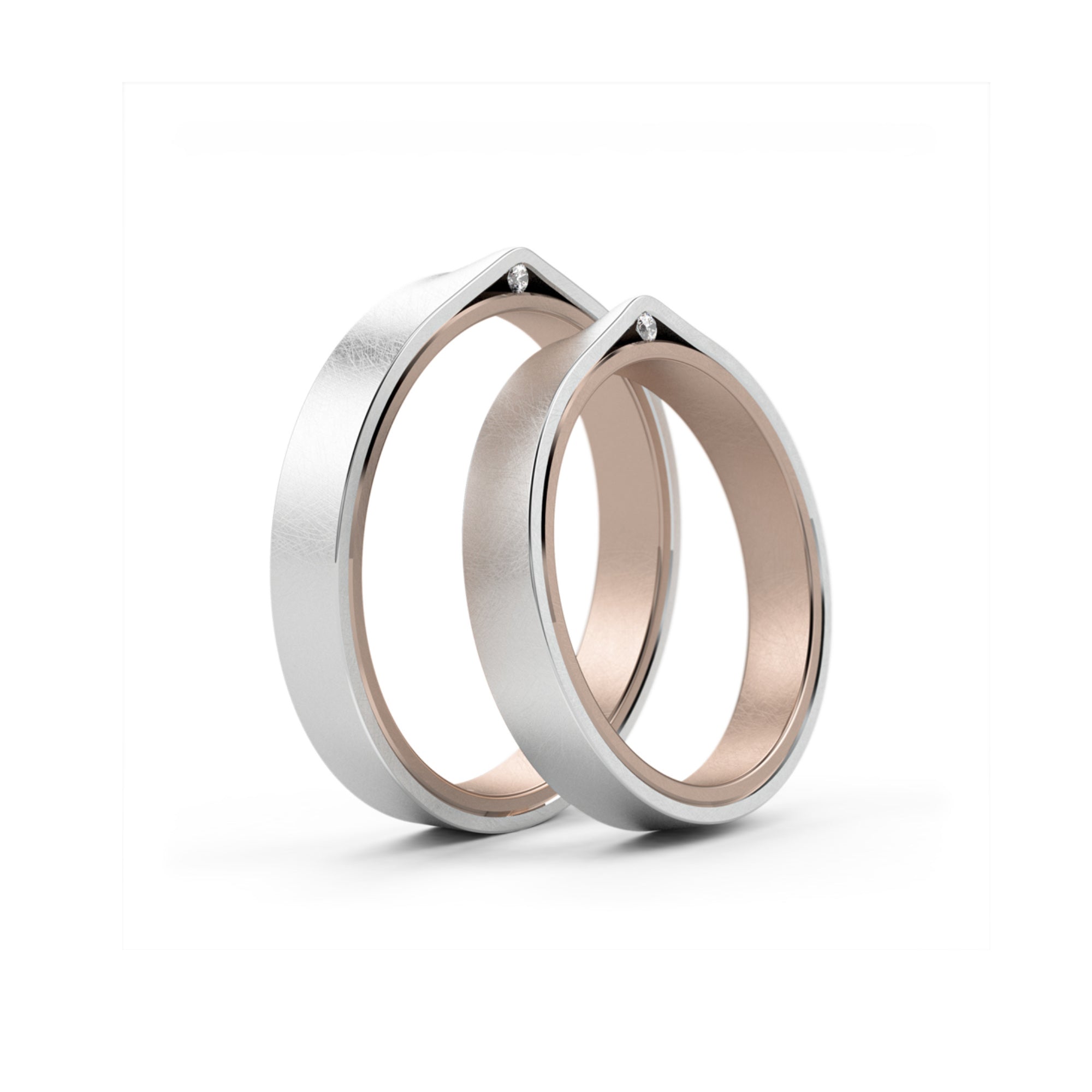 Niessing Refugium Trauringe - N351536-3.5mm (5mm-1br-nature-rw-pt) aus Platin mit Diamant