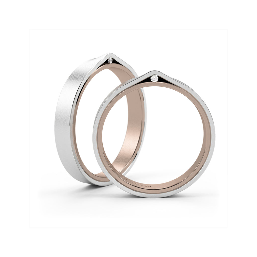 Niessing Refugium Trauringe - N351536-3.5mm (5mm-1br-nature-rw-pt) aus Platin mit Diamant