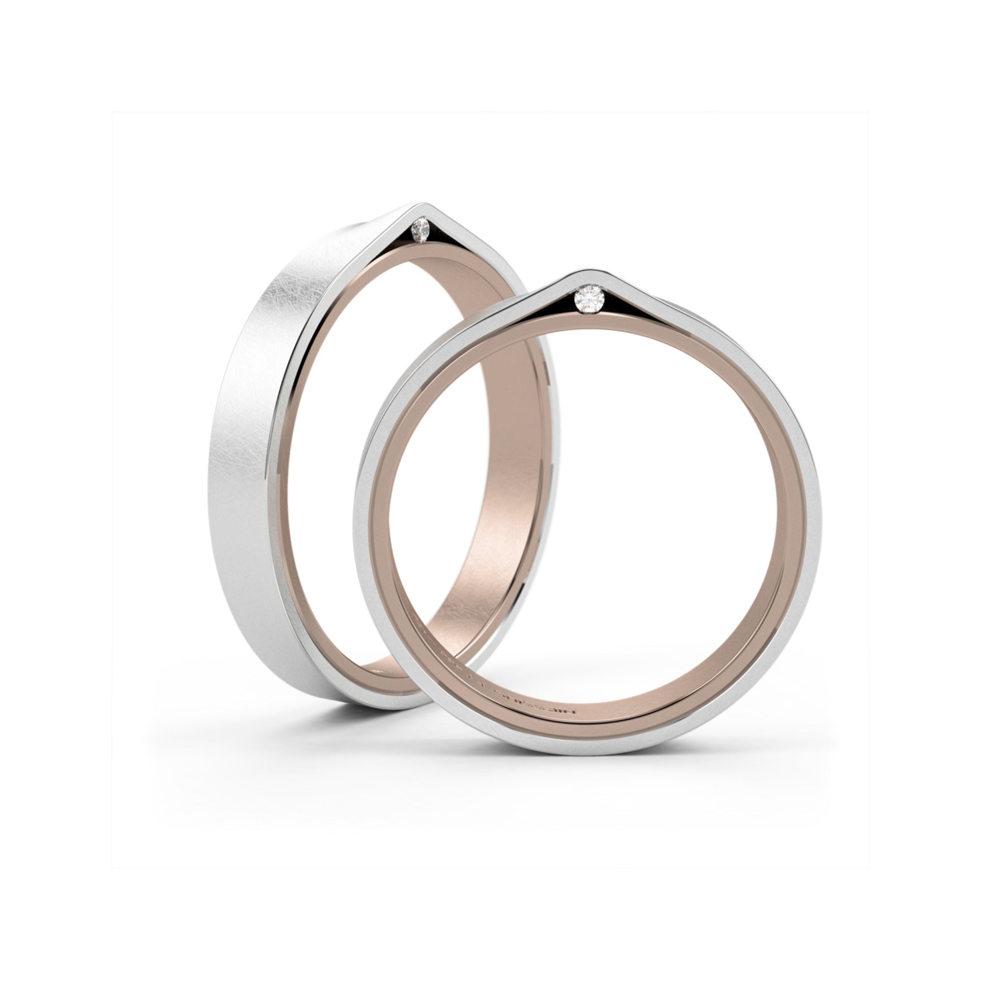 Niessing Refugium Trauringe - N351536-3.5mm (5mm-1br-nature-rw-pt) aus Platin mit Diamant
