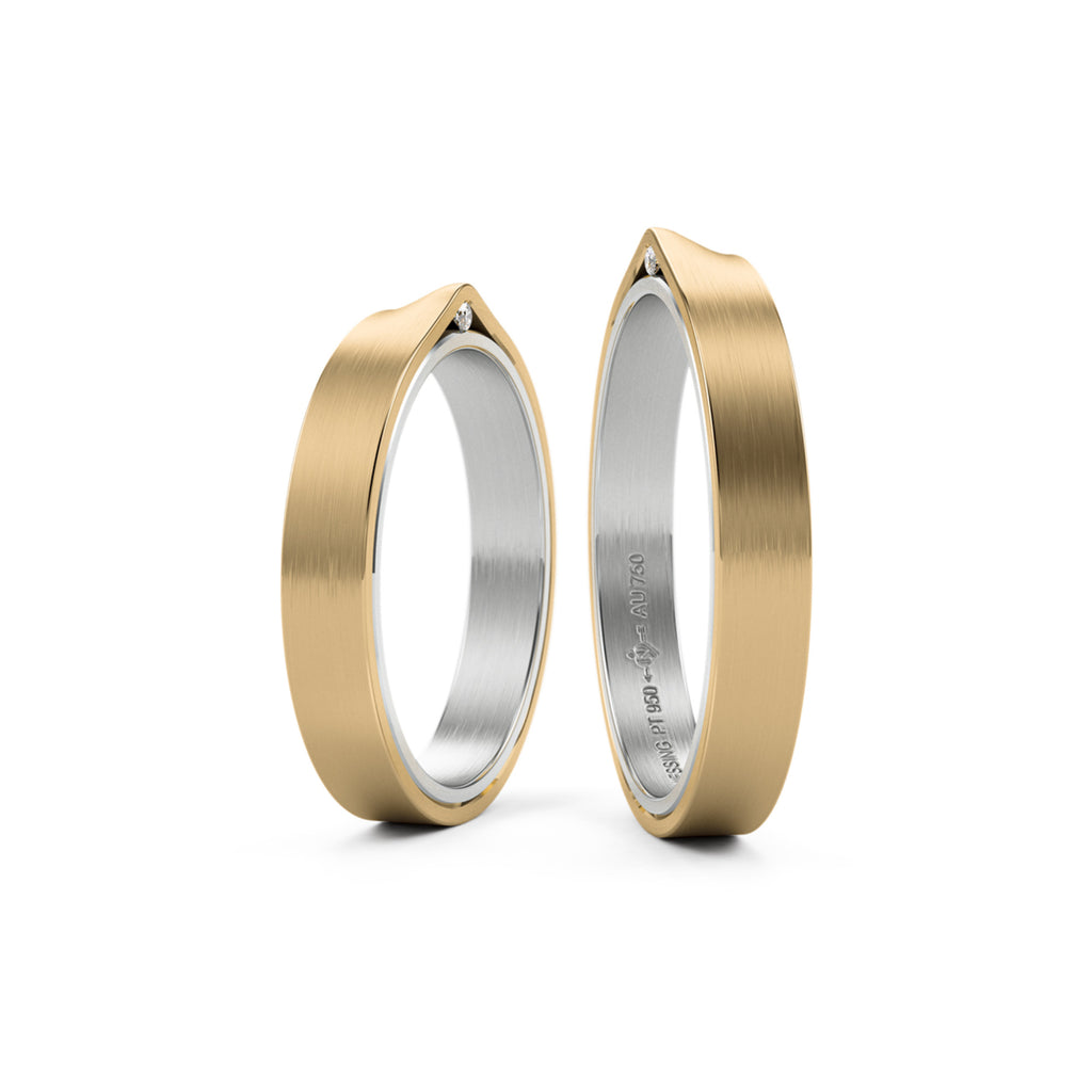 Niessing Refugium Trauringe - N351536-3.5mm (5mm-1br-satin-pt-cy) aus Platin mit Diamant