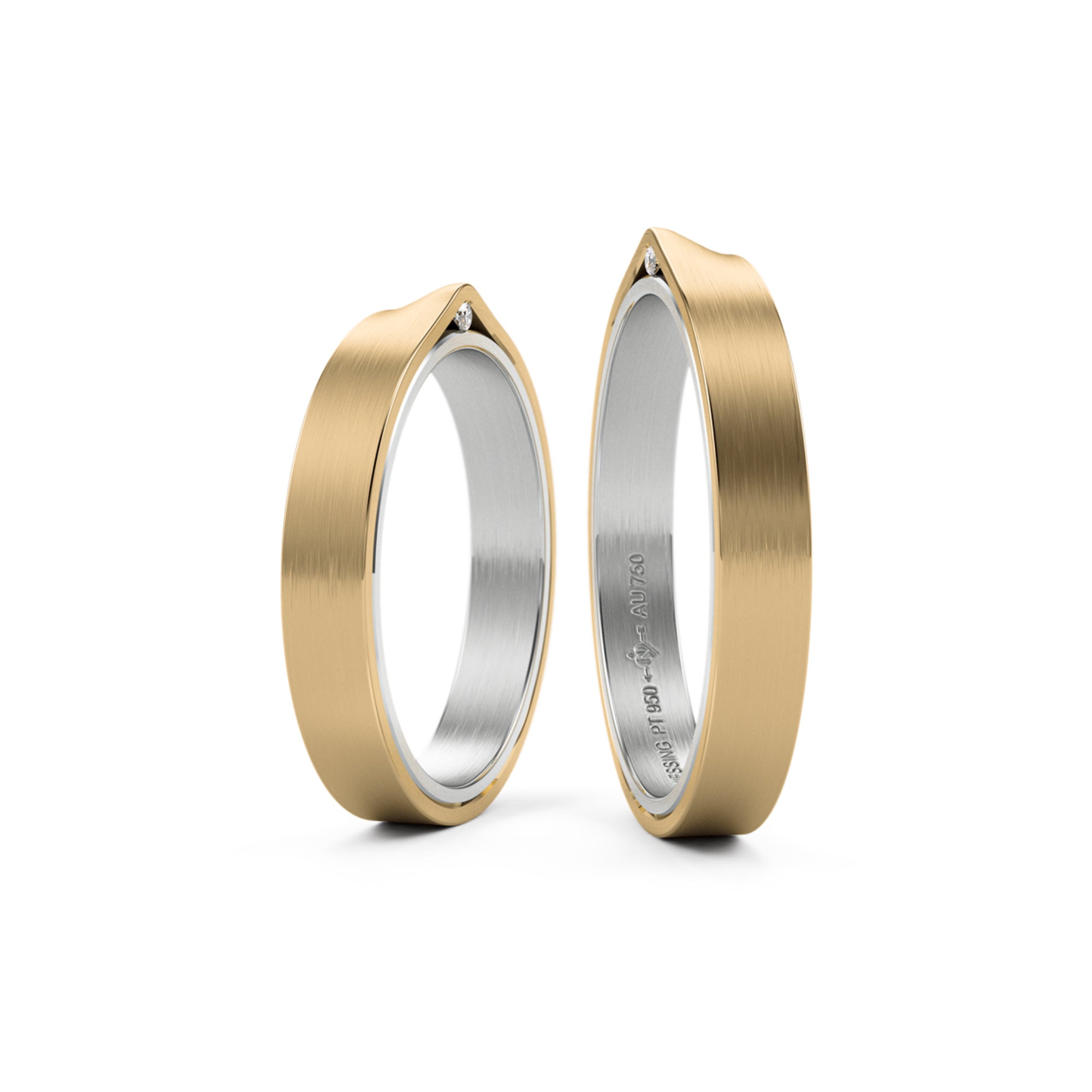 Niessing Refugium Trauringe - N351536-3.5mm (5mm-1br-satin-pt-cy) aus Platin mit Diamant