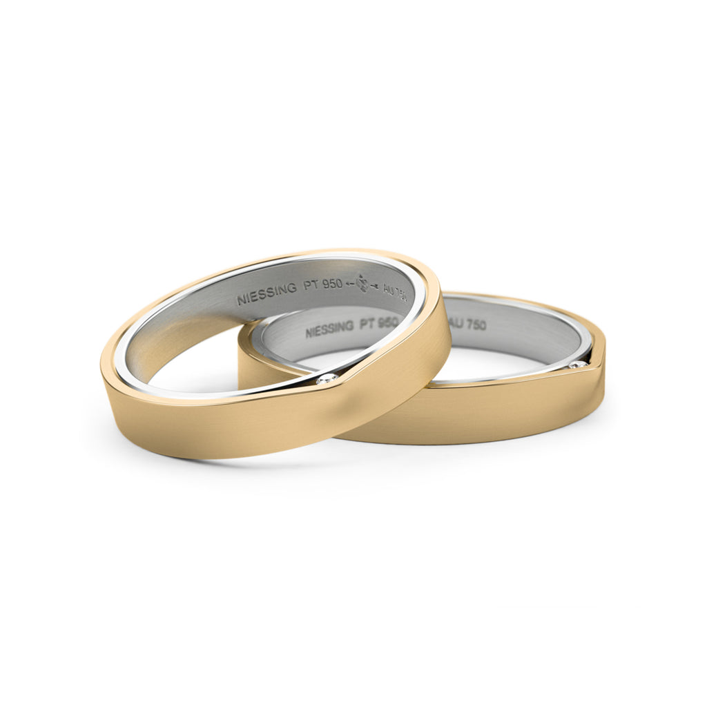 Niessing Refugium Trauringe - N351536-3.5mm (5mm-1br-satin-pt-cy) aus Platin mit Diamant