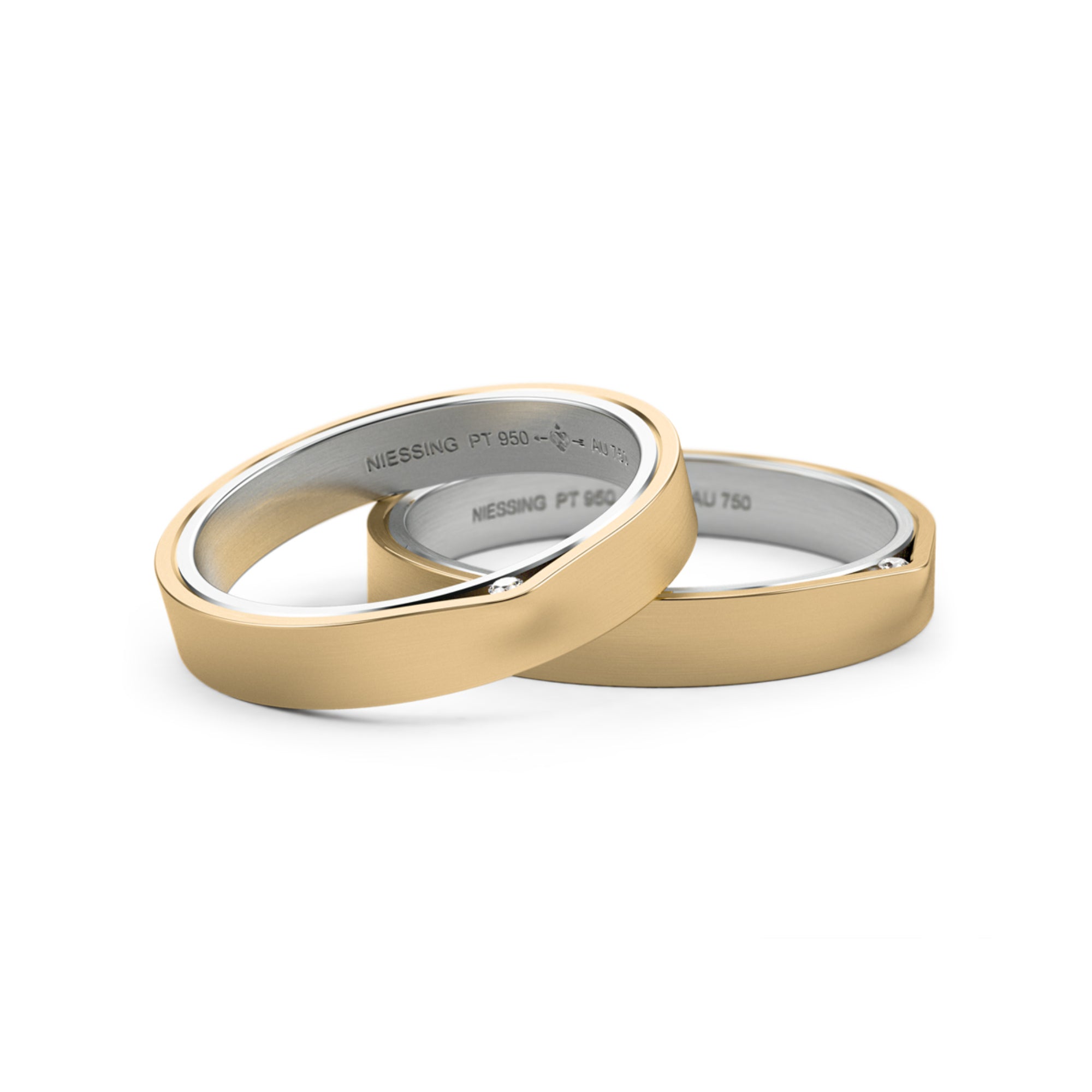 Niessing Refugium Trauringe - N351536-3.5mm (5mm-1br-satin-pt-cy) aus Platin mit Diamant