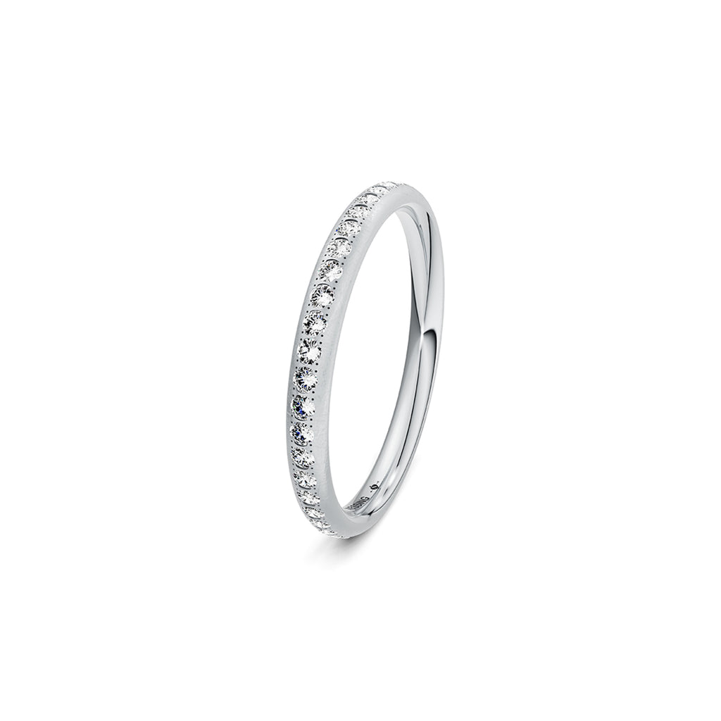 Niessing Satellite Colors oval Ring (N321570-46br-gvs2-nature-pt) aus Platin mit Diamant