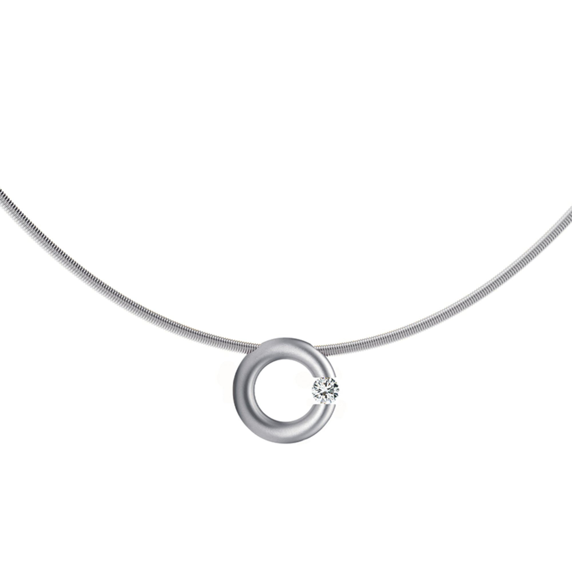 Niessing Spannring® Anhänger - N353924-12mm-0.1ct (1ct-satin-pt) aus Platin mit Diamant