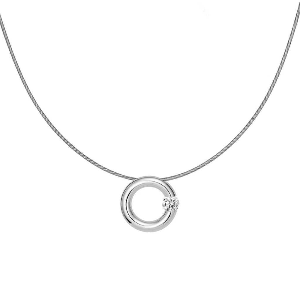 Niessing Spannring® Anhänger - N353924-14mm-0.16ct (16ct-gloss-pt) aus Platin mit Diamant