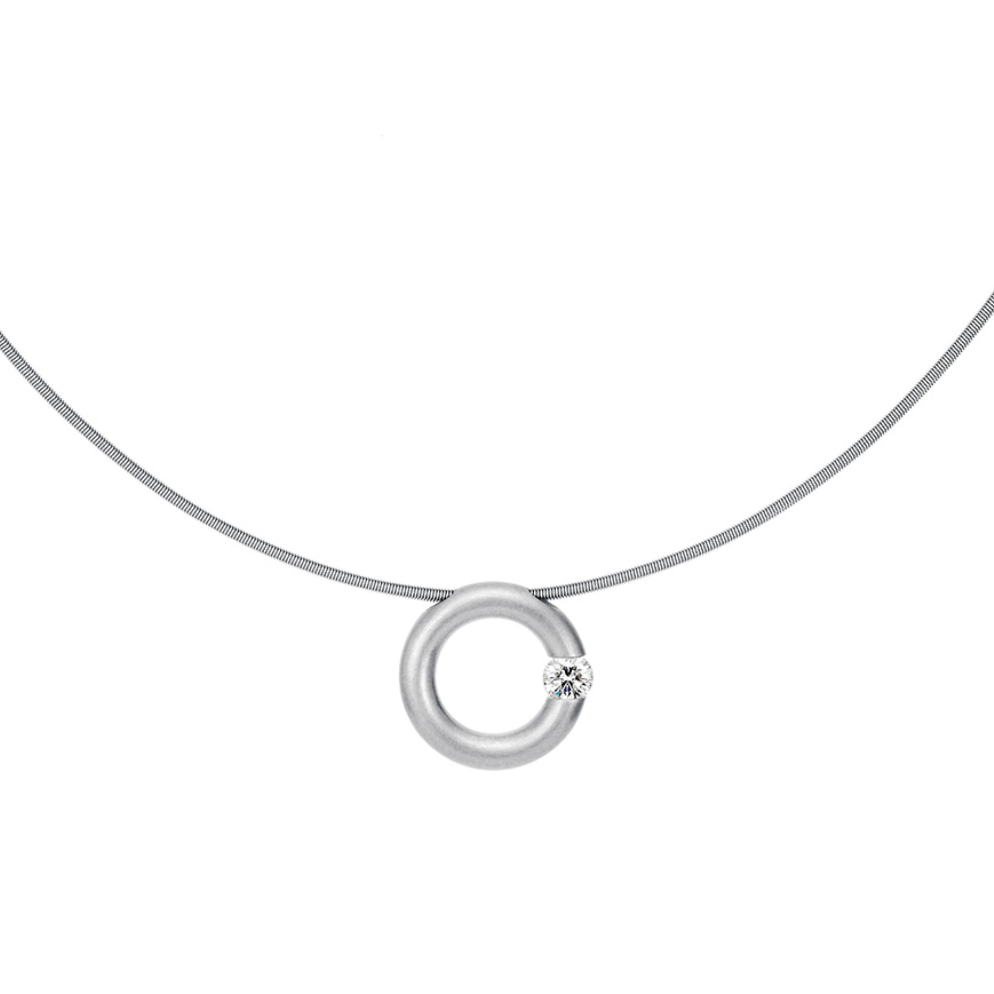 Niessing Spannring® Anhänger - N353924-14mm-0.16ct (16ct-satin-pt) aus Platin mit Diamant